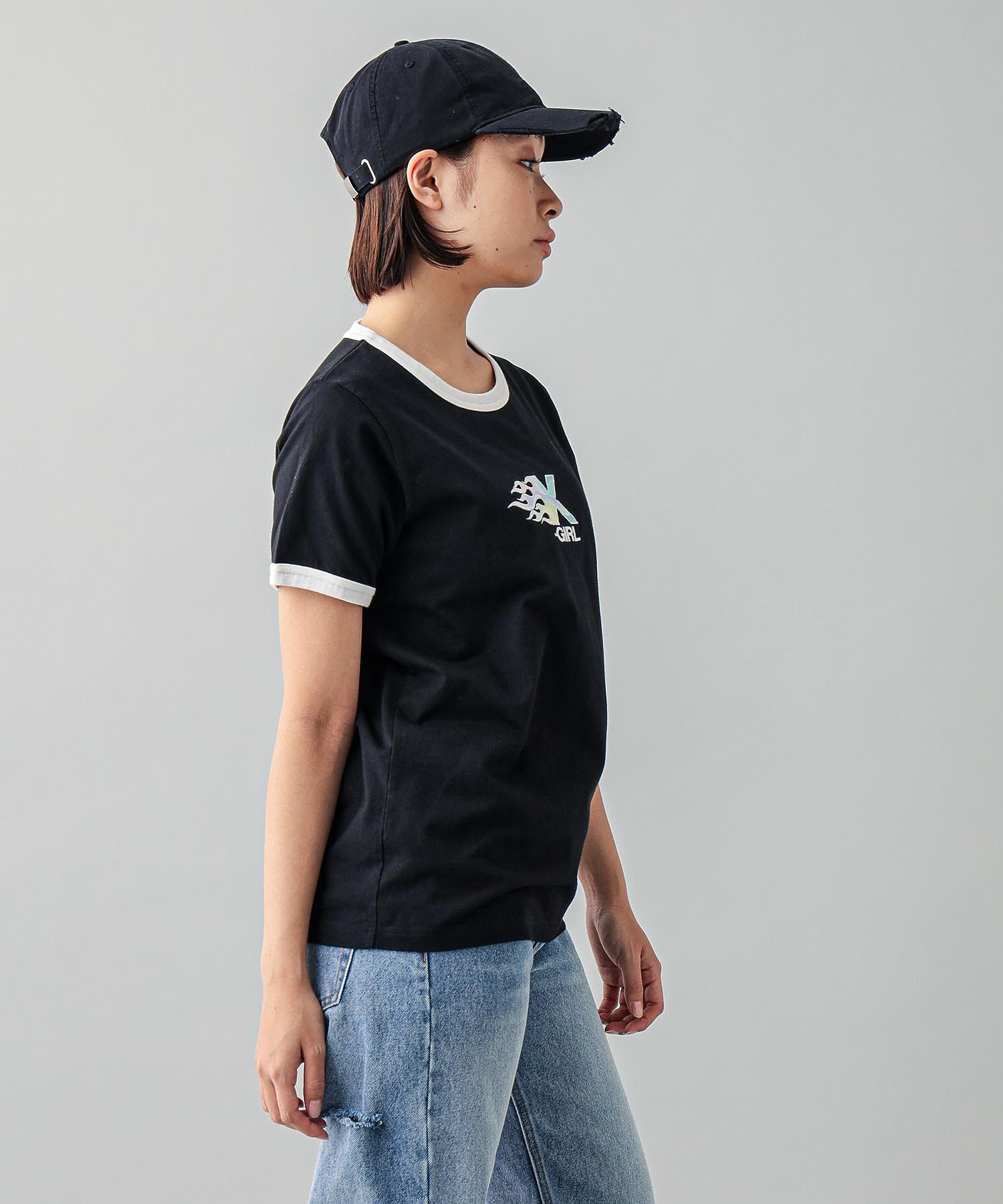 BURNING X LOGO S/S RINGER BABY TEE X-girl