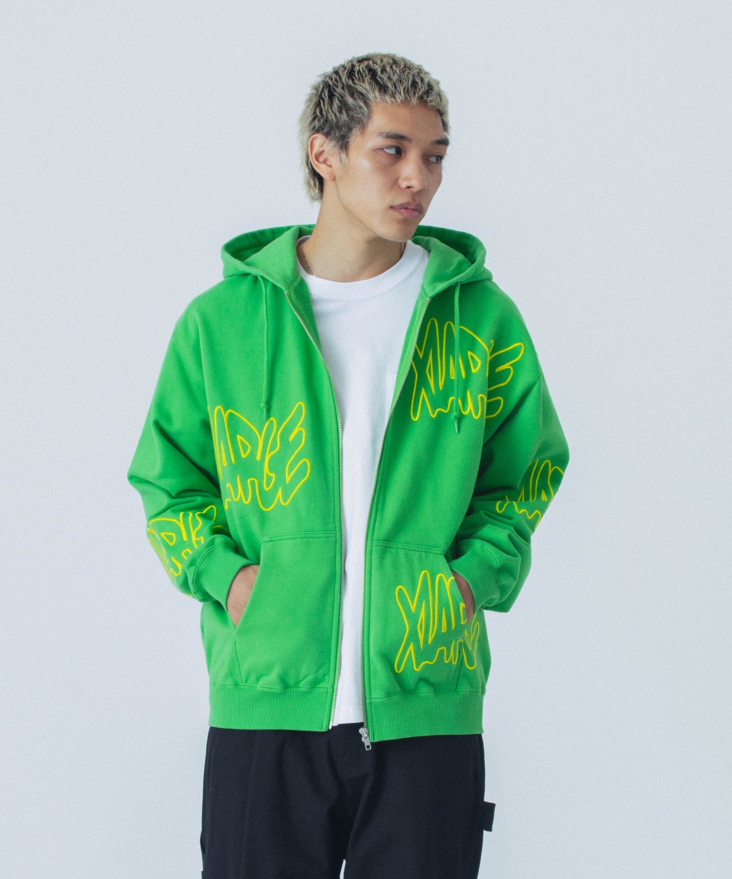 ALLOVER LOGO ZIP HOODED SWEATSHIRT