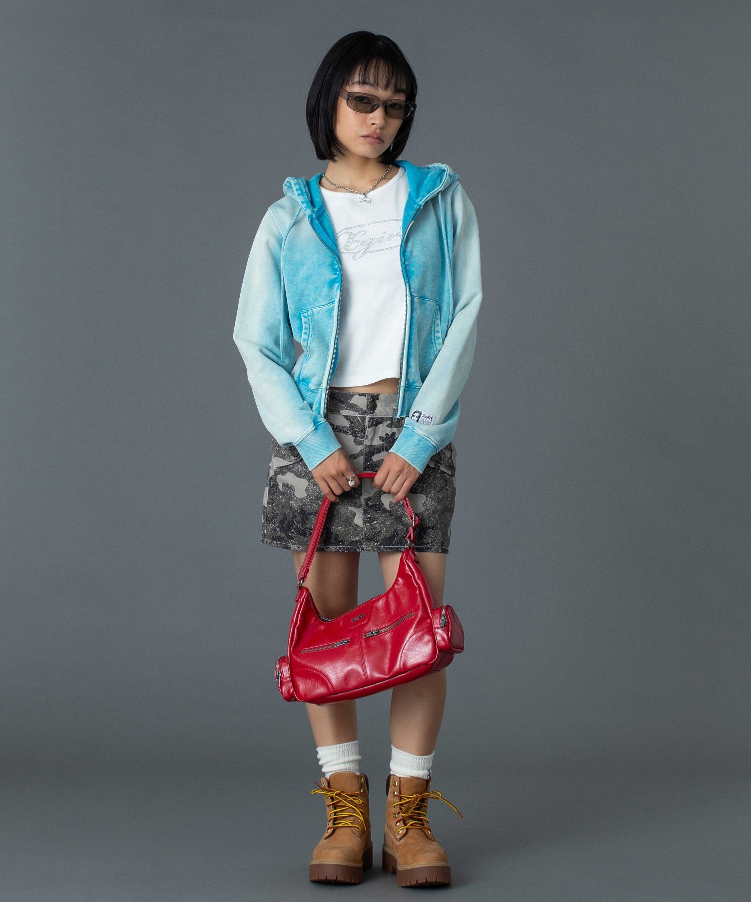 DOUBLE ZIP FAUX LEATHER BAG