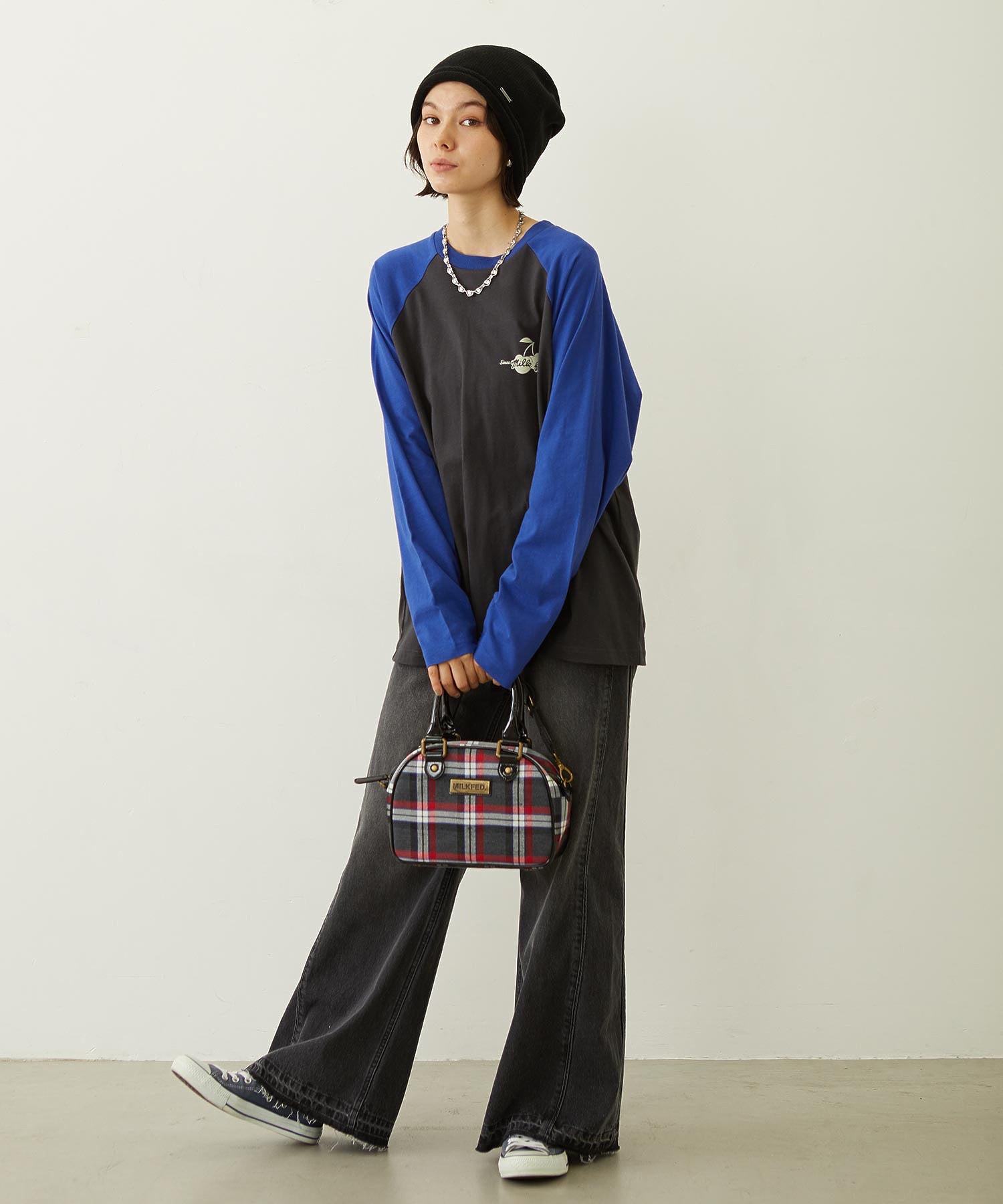 PLAID PATTERN BOSTON BAG