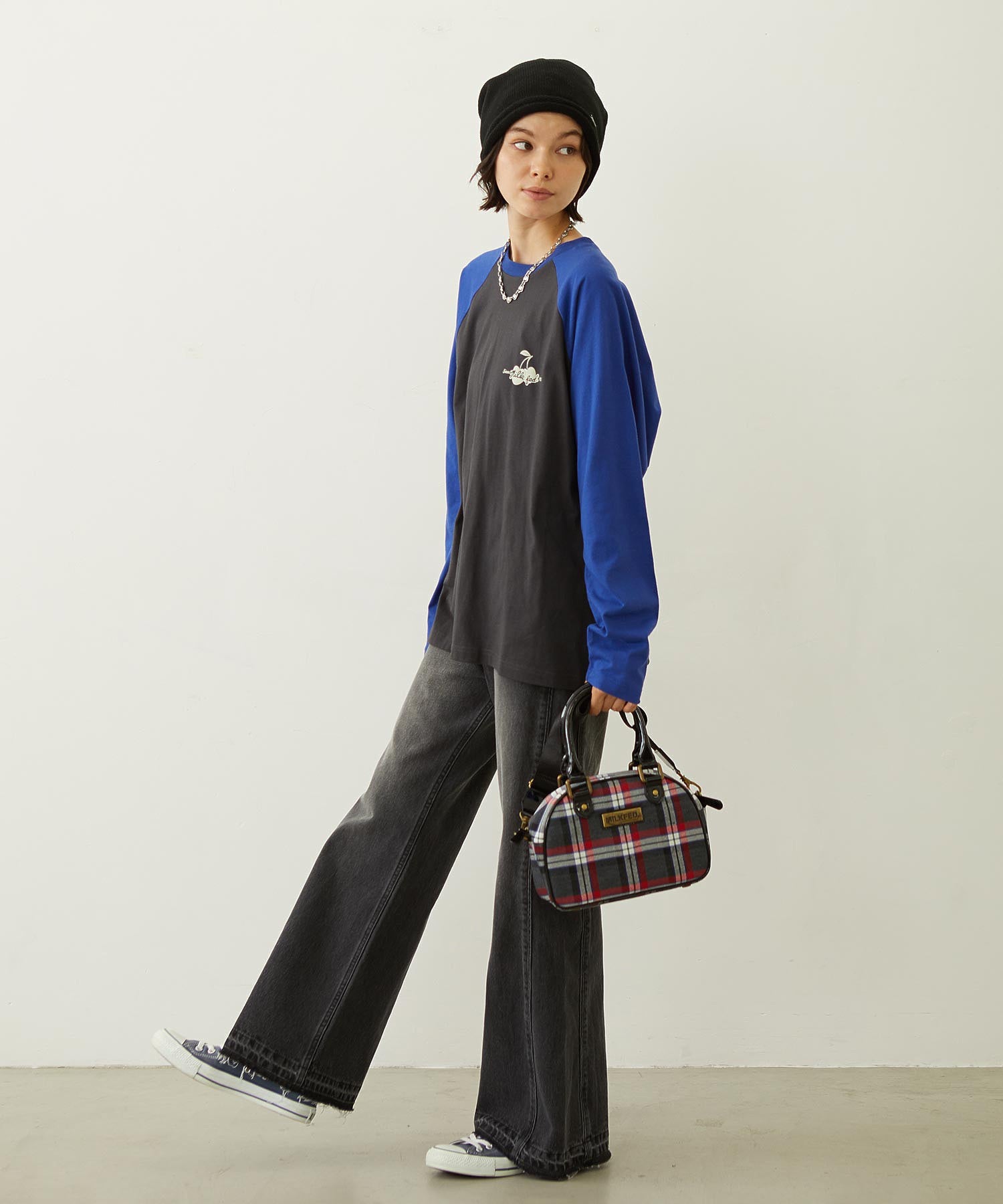 PLAID PATTERN BOSTON BAG