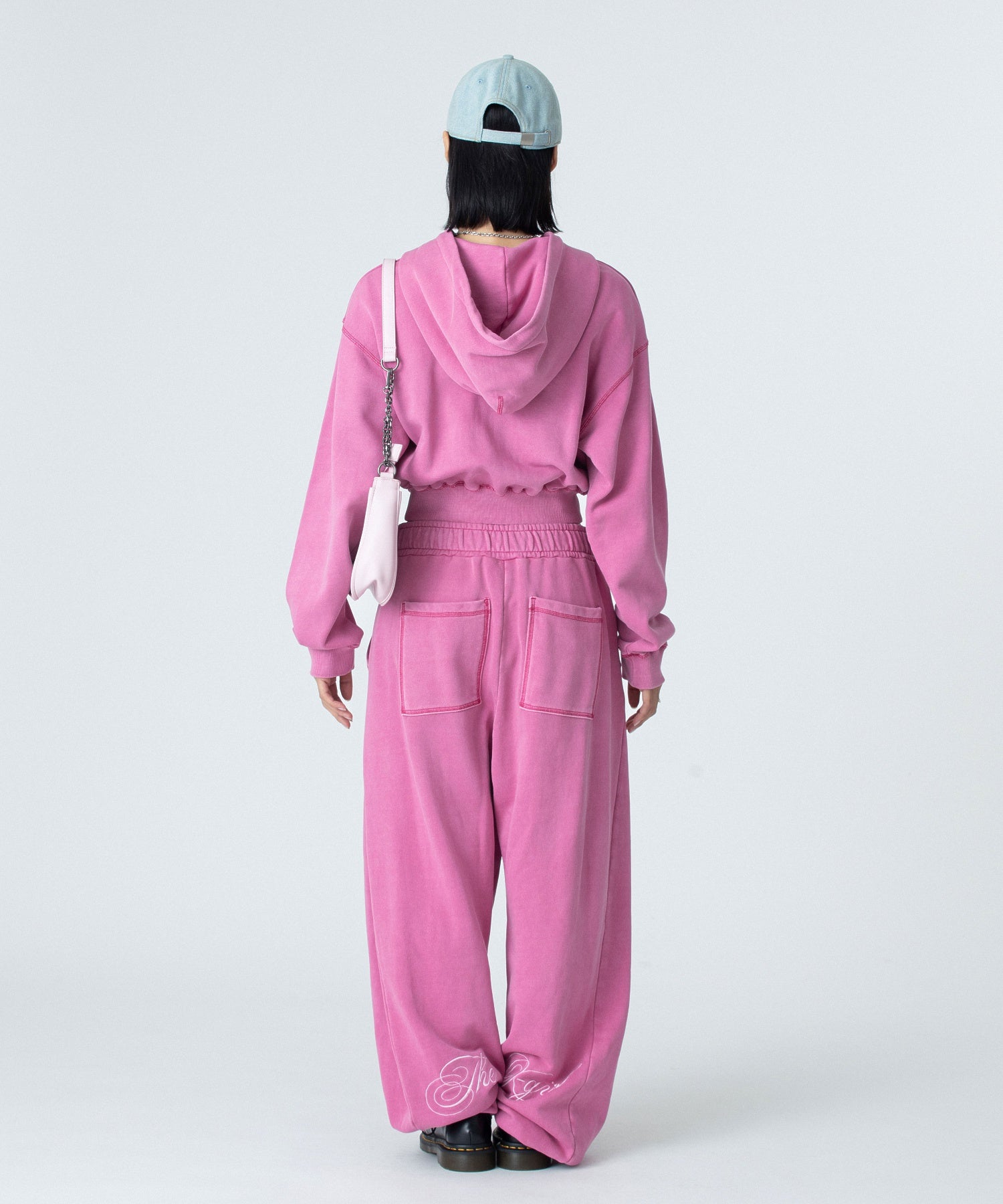 PIGMENT DYED SCRIPT LOGO COMPACT ZIP UP SWEAT HOODIE