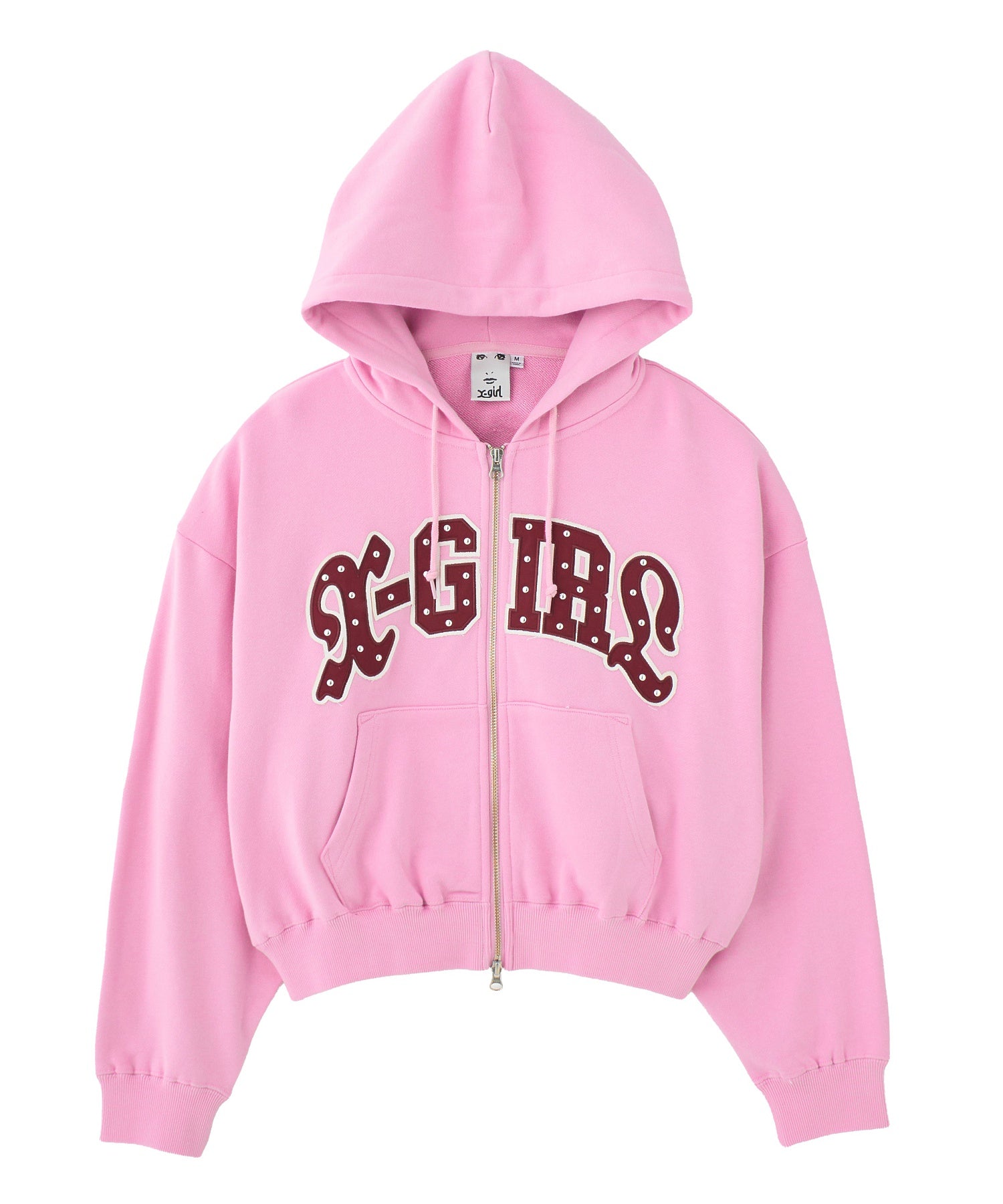 STUDDED LOGO ZIP UP SWEAT HOODIE