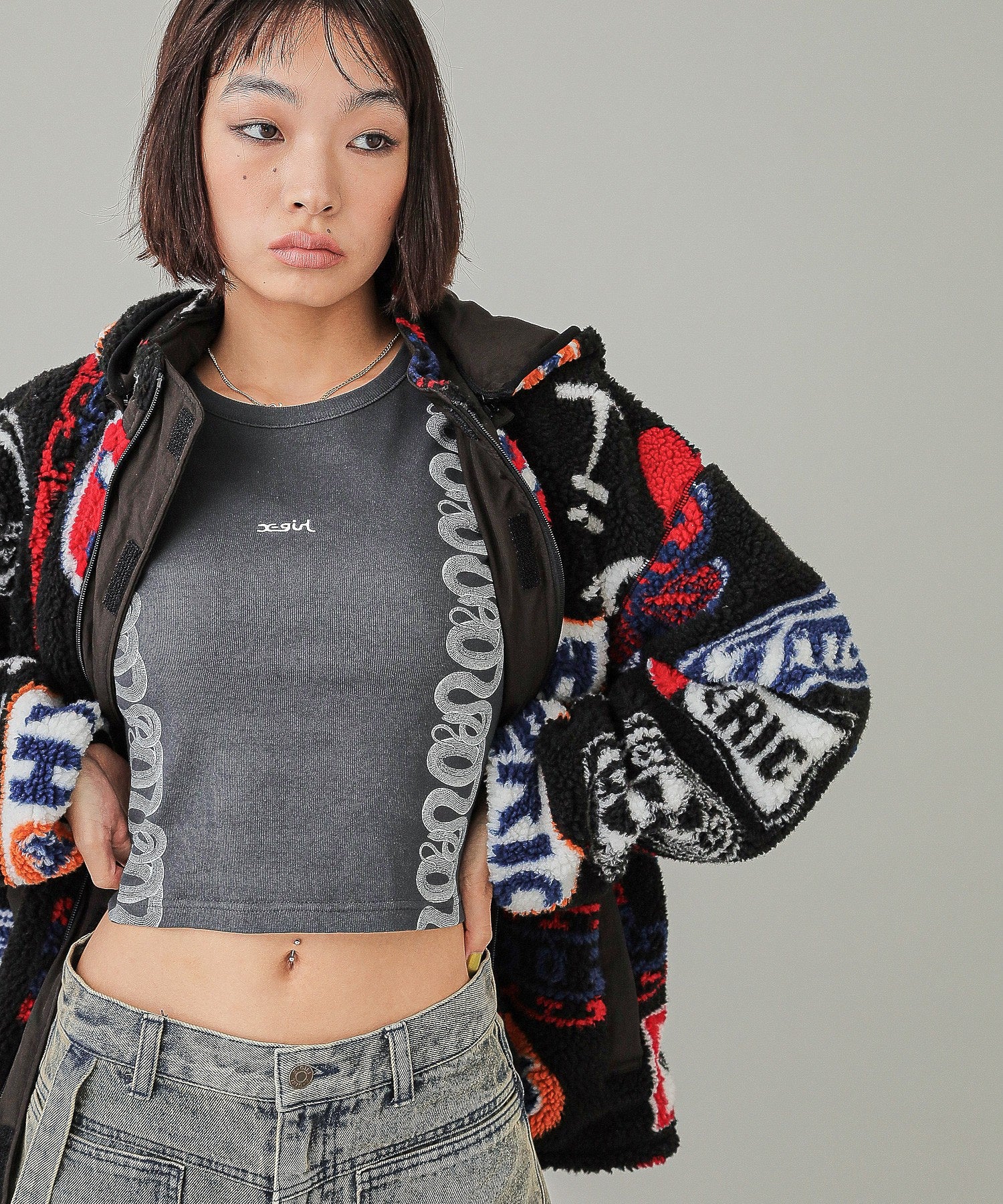 X-girl x HYSTERIC GLAMOUR REVERSIBLE BOA JACKET