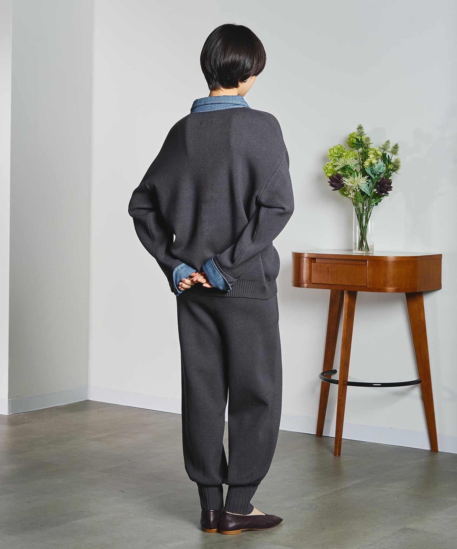 GENE HEAVENS/KNIT x DENIM CARDIGAN