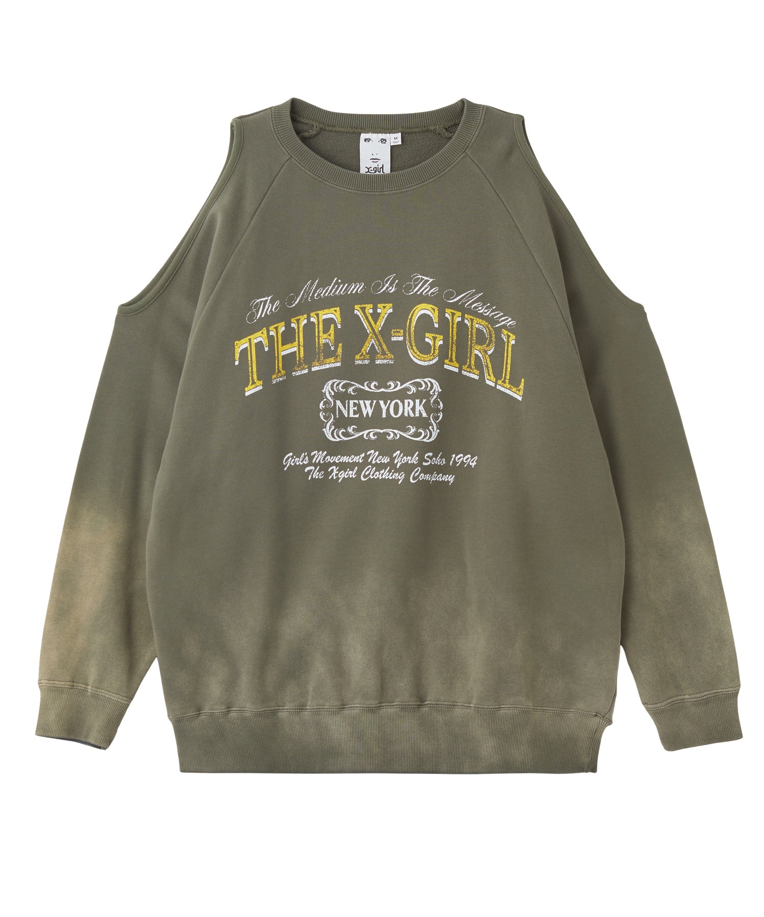 GRADIENT SPRAY OPEN-SHOULDER SWEATSHIRT