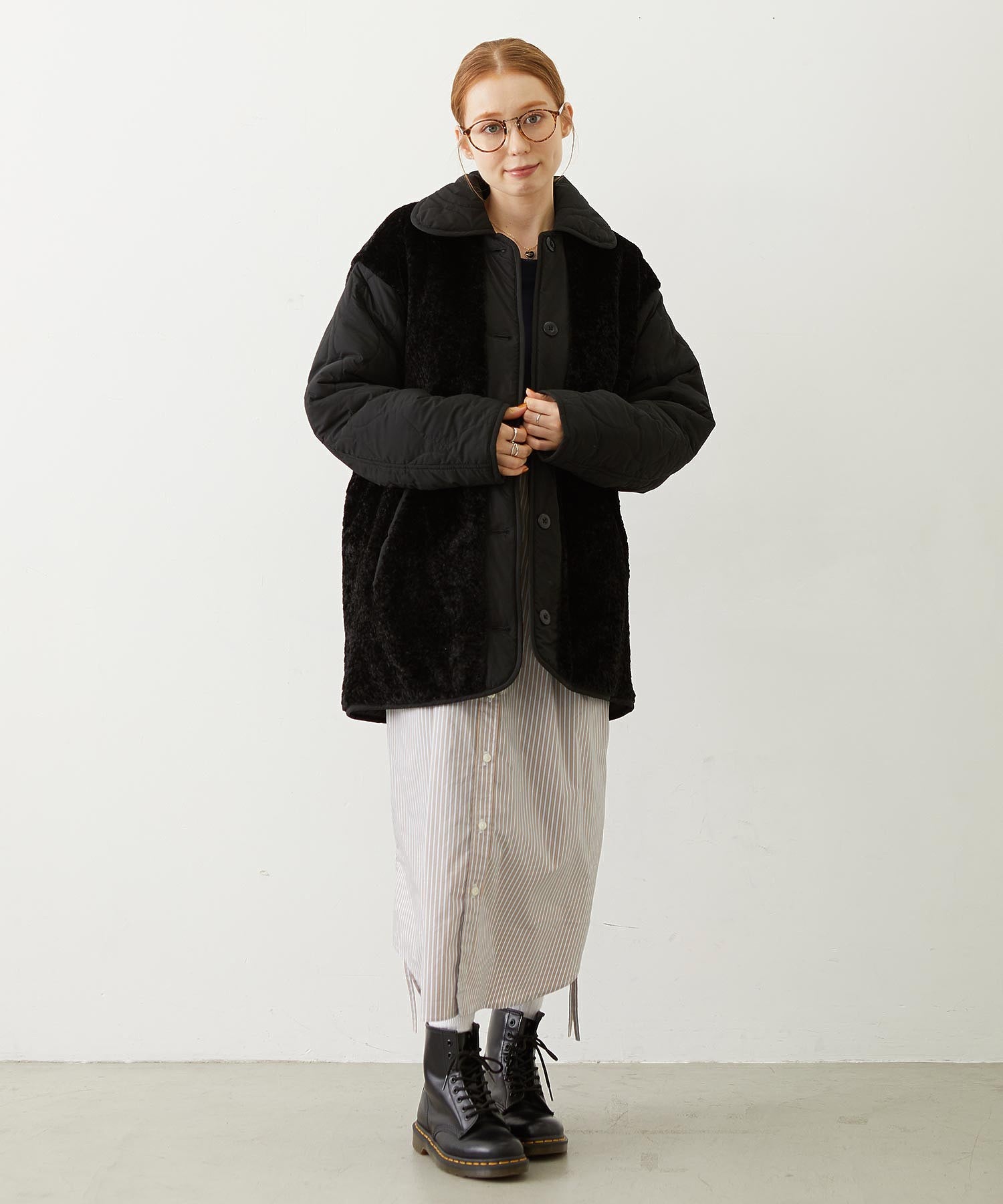 REVERSIBLE QUILTED LOGO LONG COAT