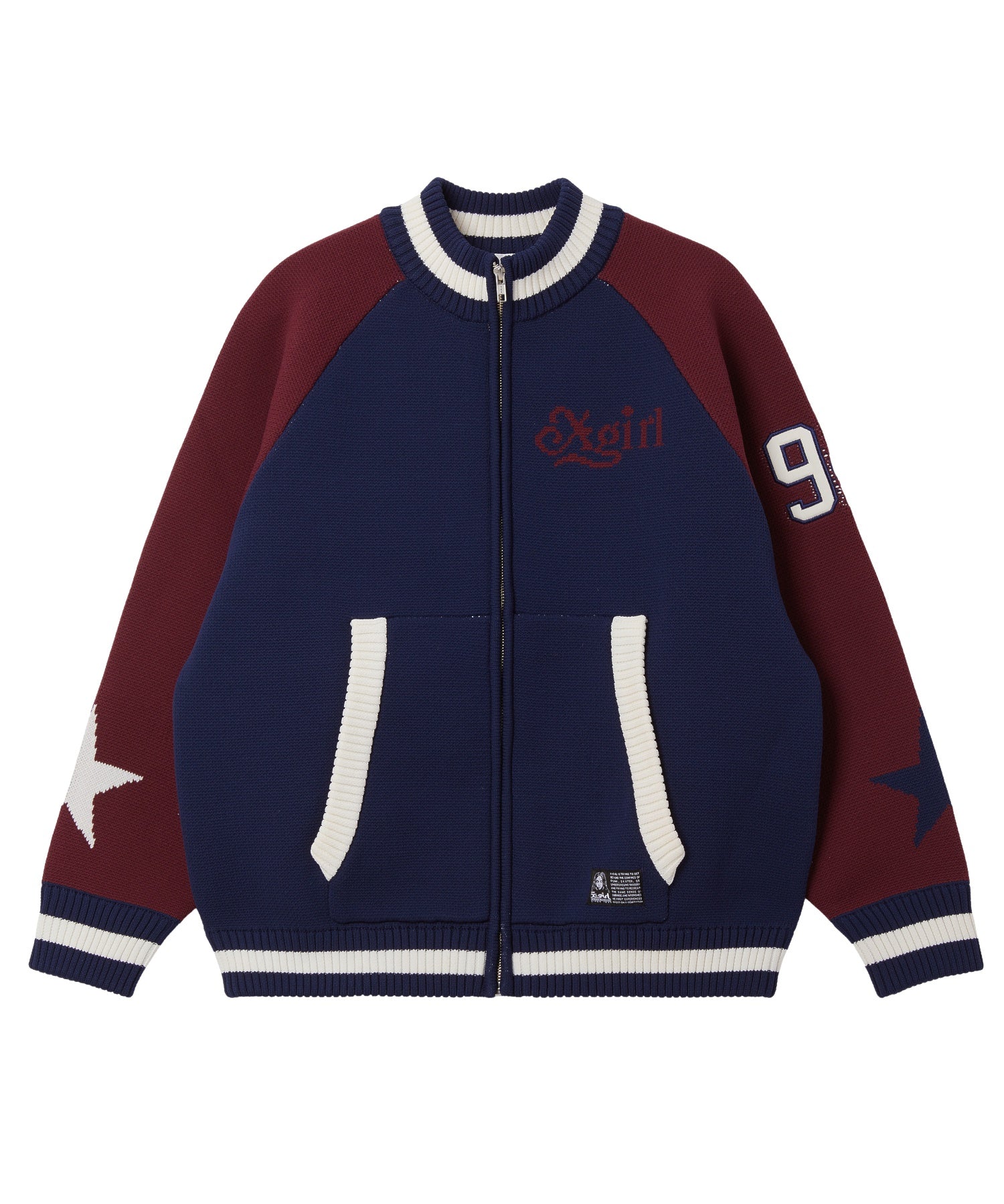 PATCH AND JACQUARD STADIUM KNIT JACKET