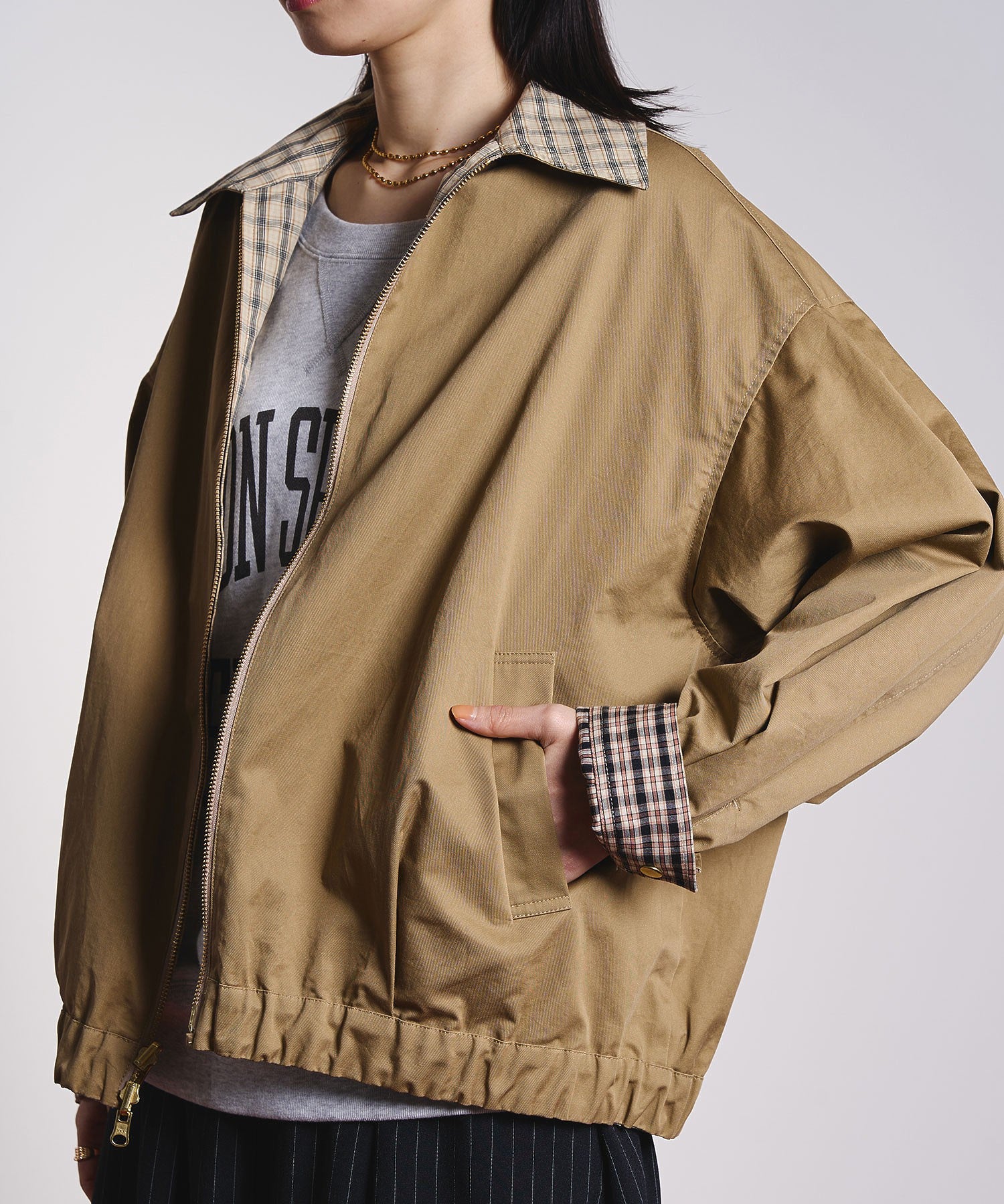 CREOLME/REVERSIBLE CHECK JACKET