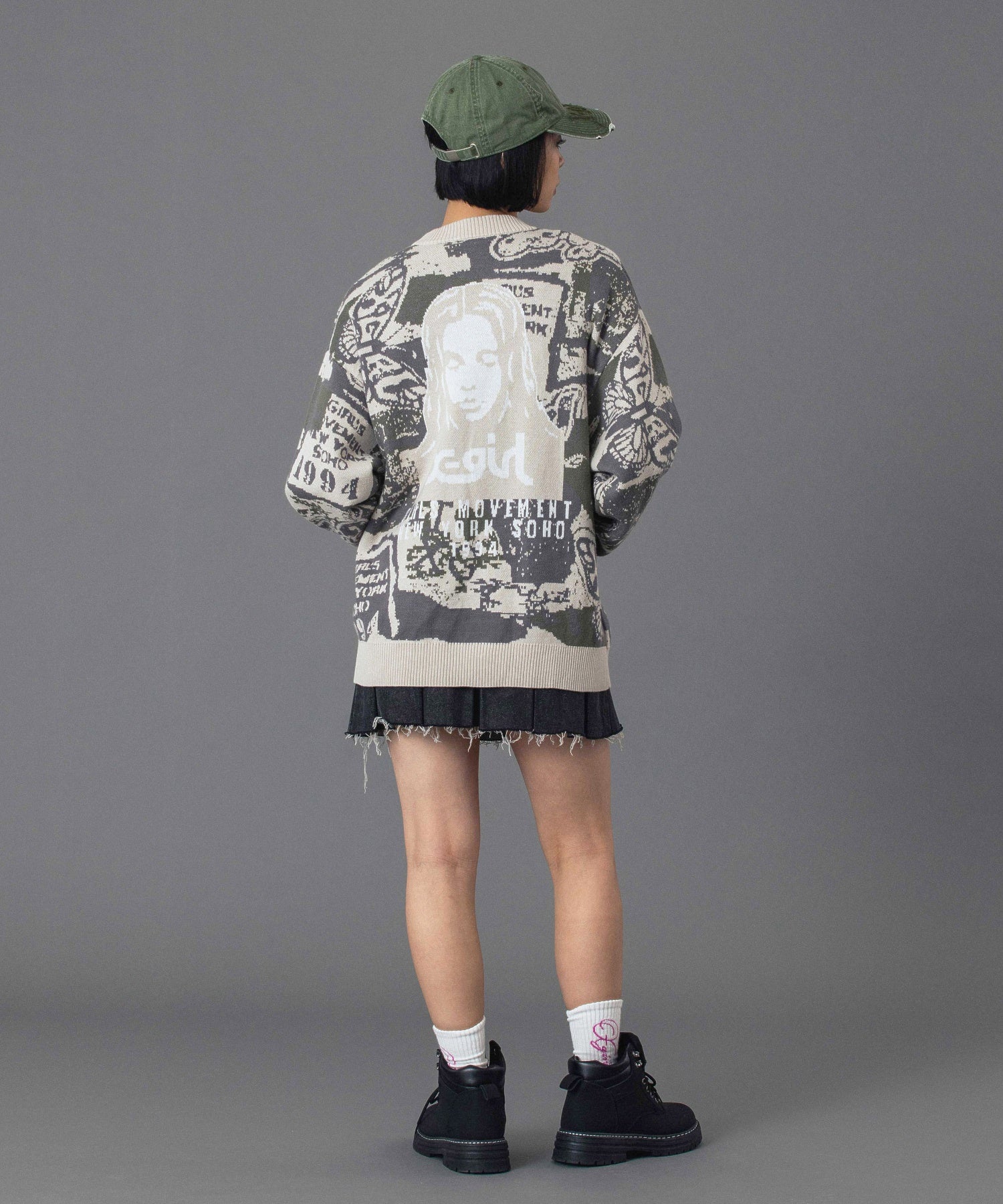 BOX PLEAT DENIM MINI SKIRT