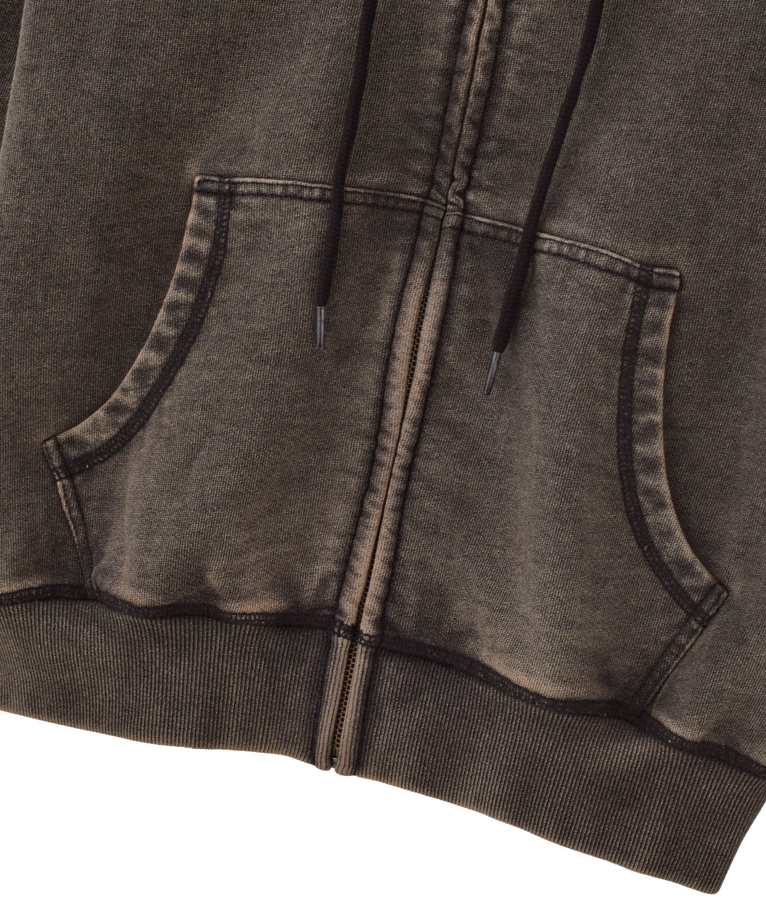 OVERDYED NUMBER PATCH ZIP UP HOODIE
