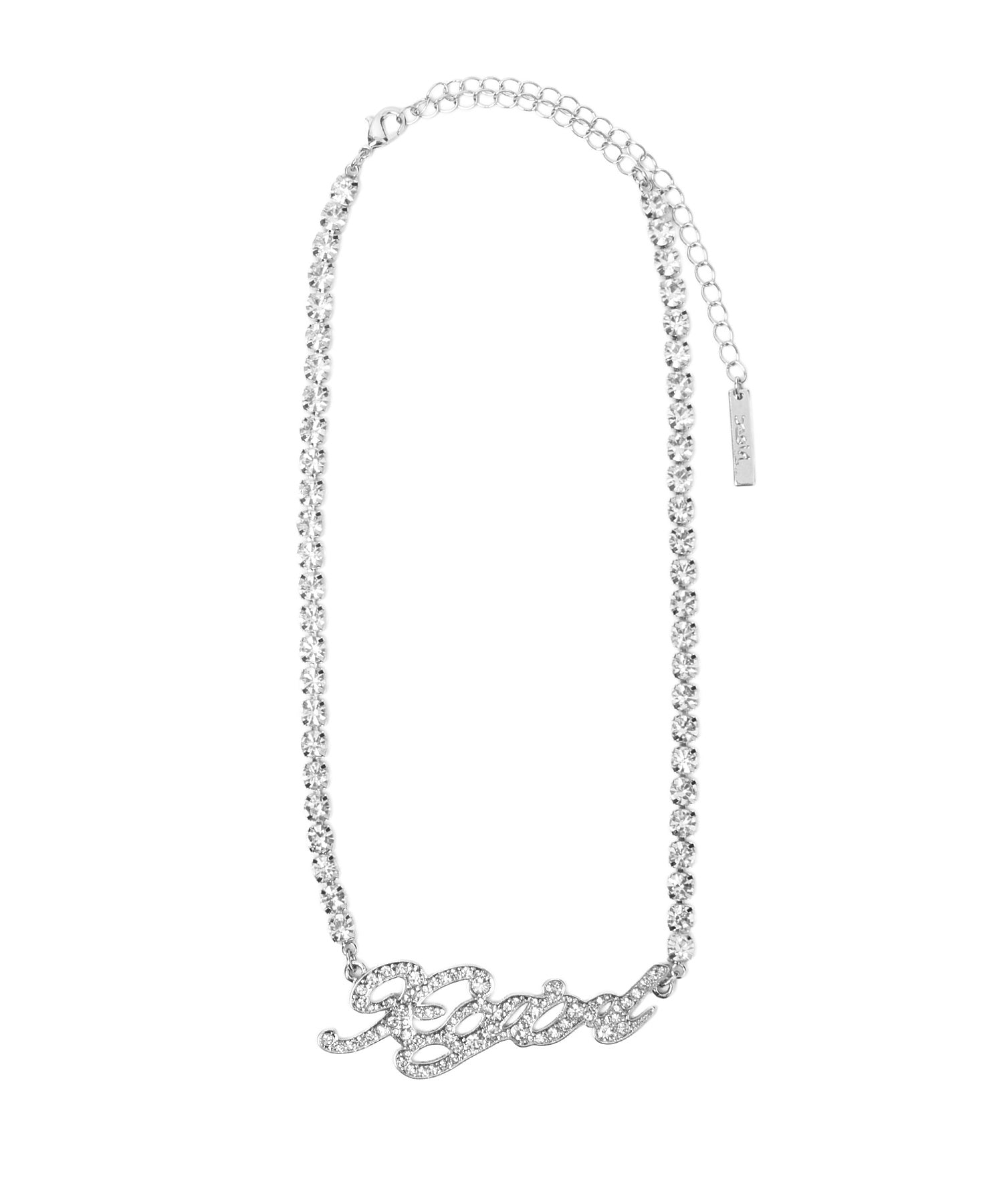 RHINESTONE CURSIVE LOGO NECKLACE
