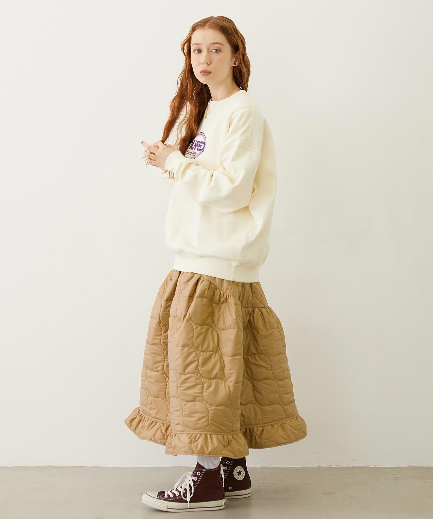 QUILTED FLARED SKIRT
