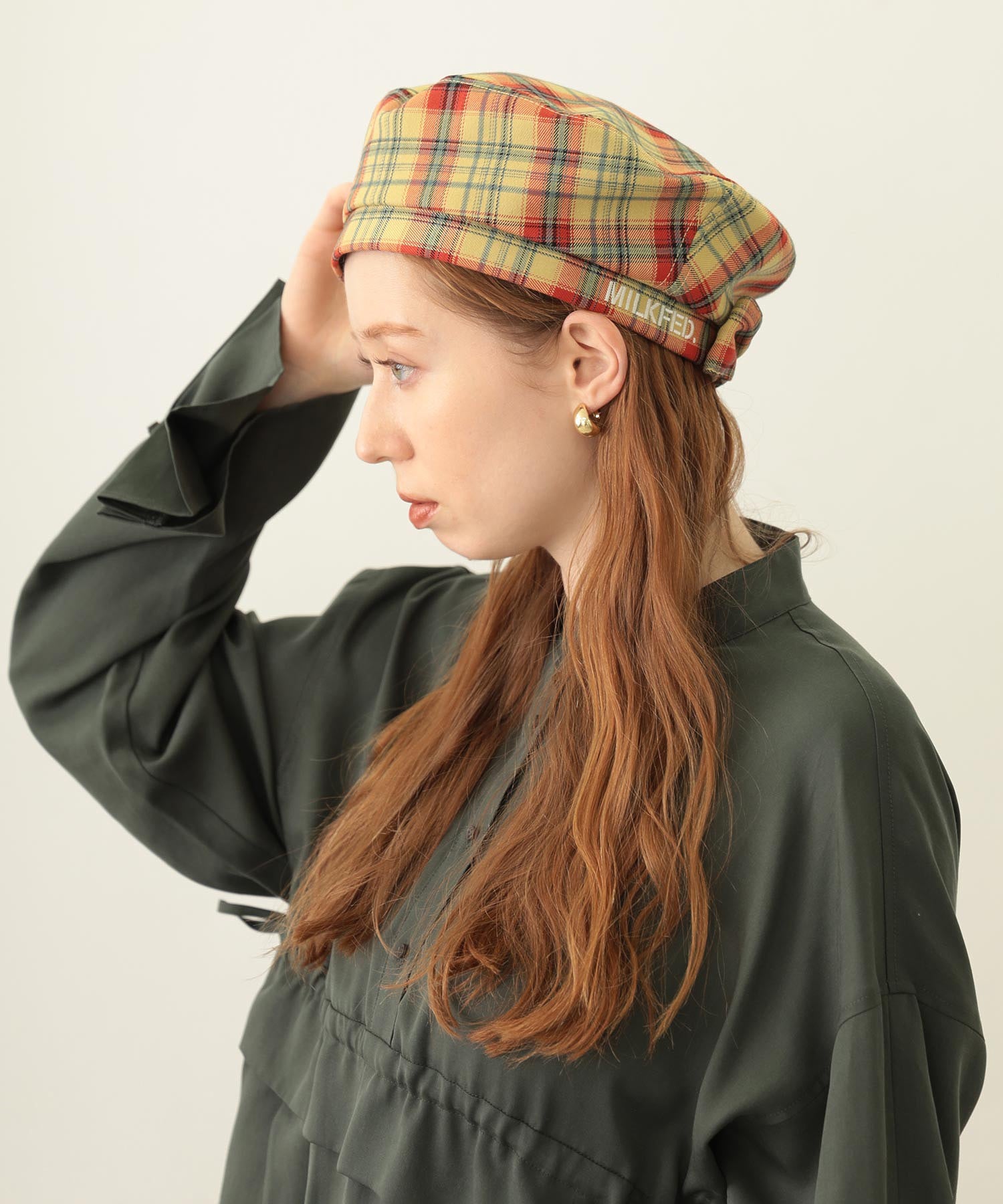 LOGO PLAID BERET