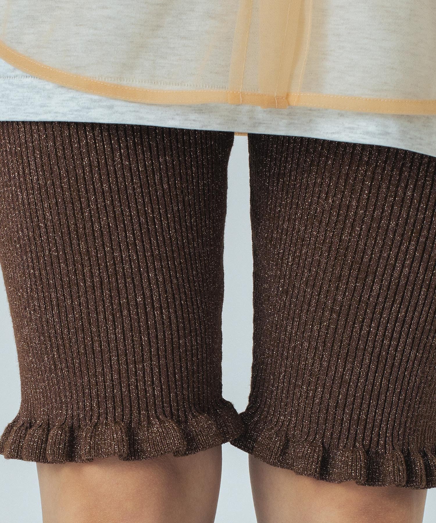 CREOLME/LAME KNIT HALF PANTS