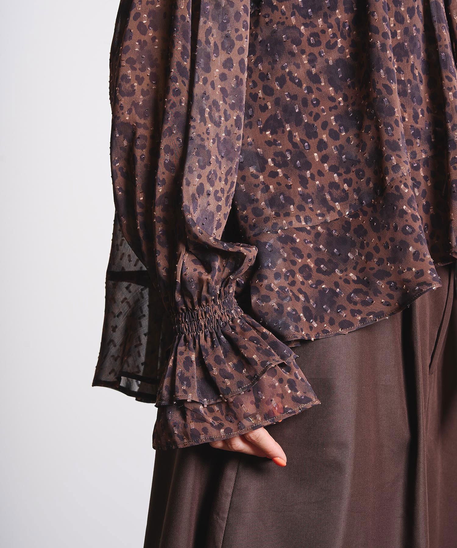 PRINTED BOW TIE BLOUSE