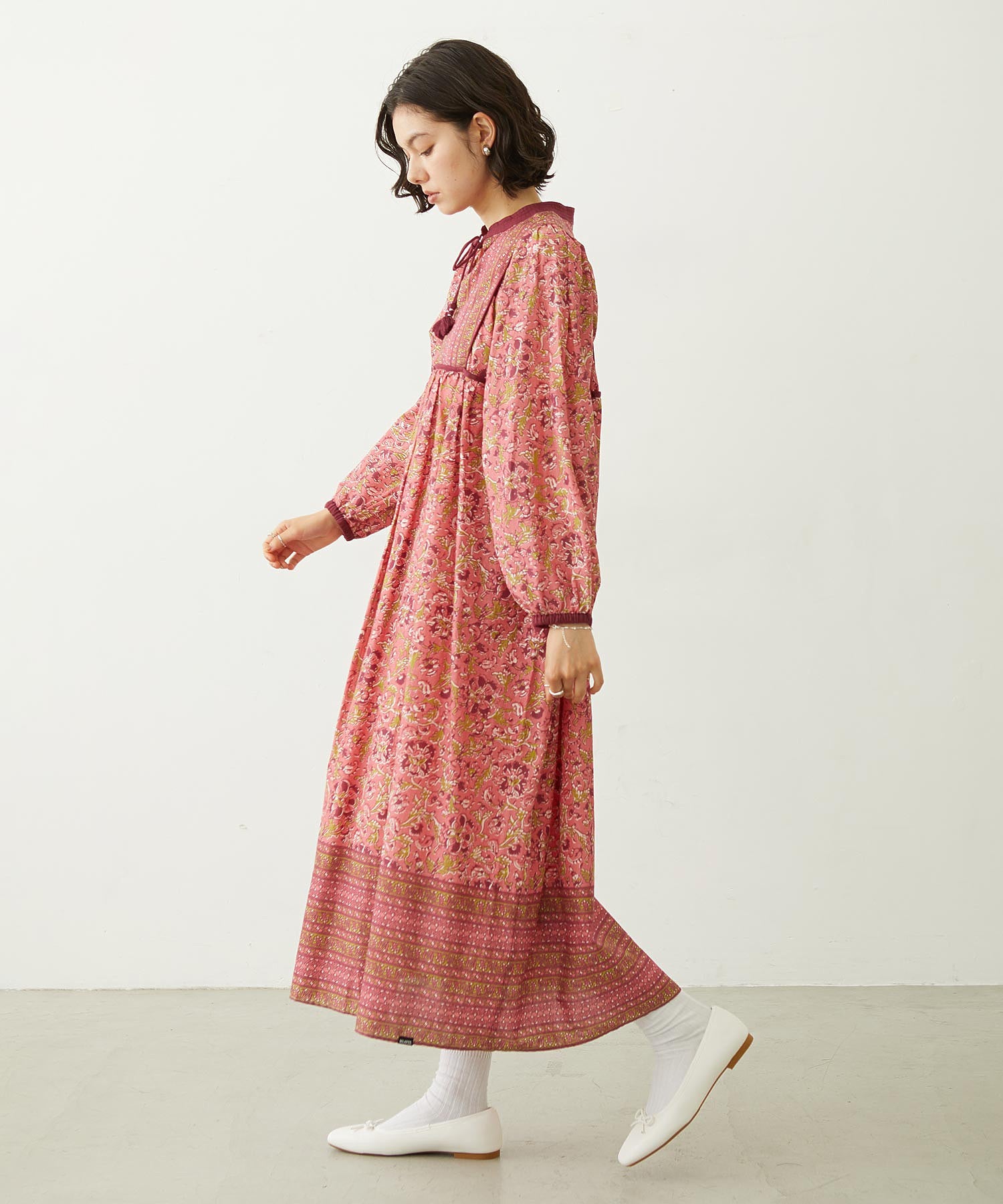 PRINTED TASSEL TIE DRESS