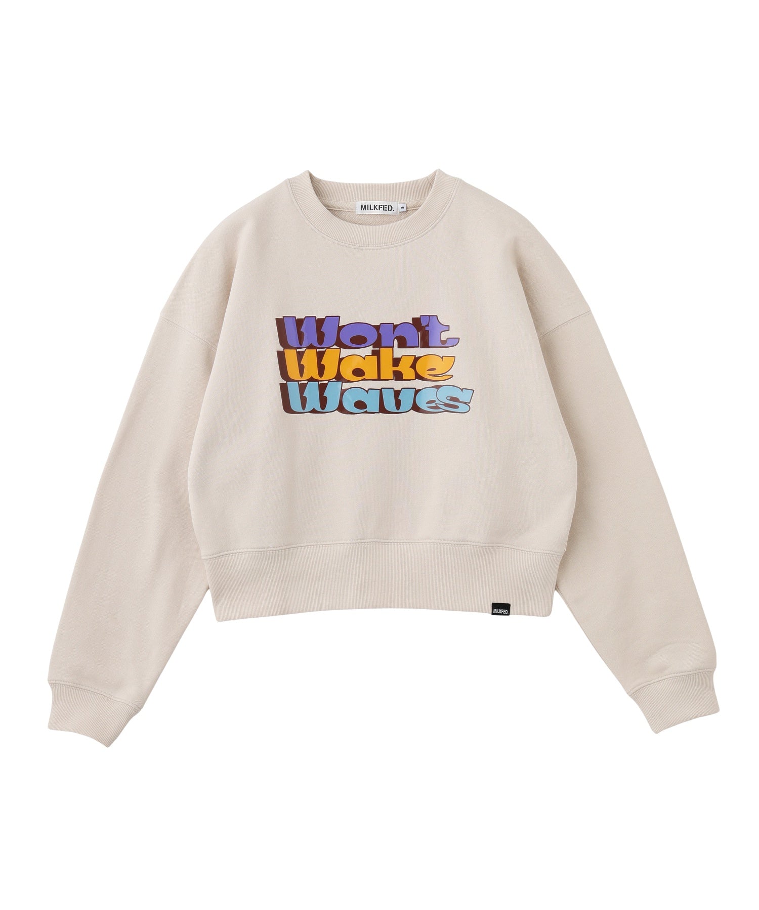 THREE-TIERED LOGO CLEAR PRINT SHORT CREW SWEAT