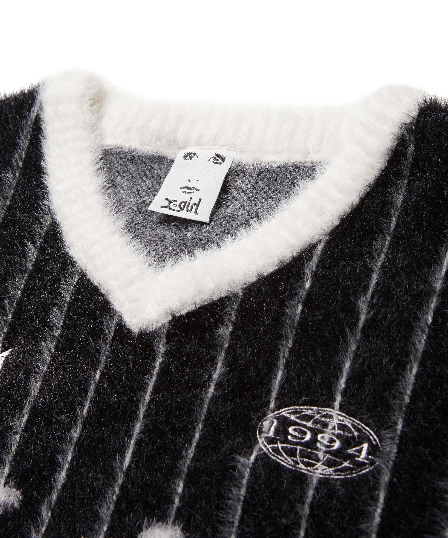 GAME SHIRT JACQUARD SHAGGY KNIT TOP