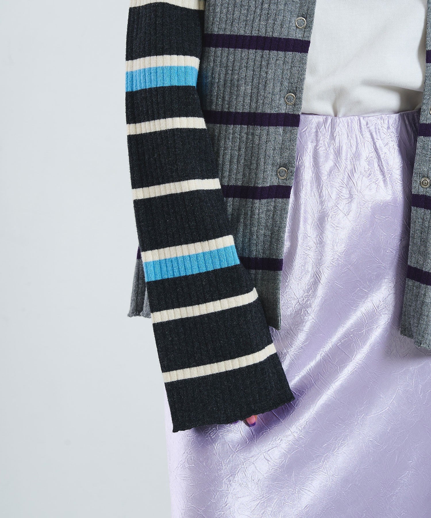 CREOLME/MULTI STRIPE KNIT CARDIGAN