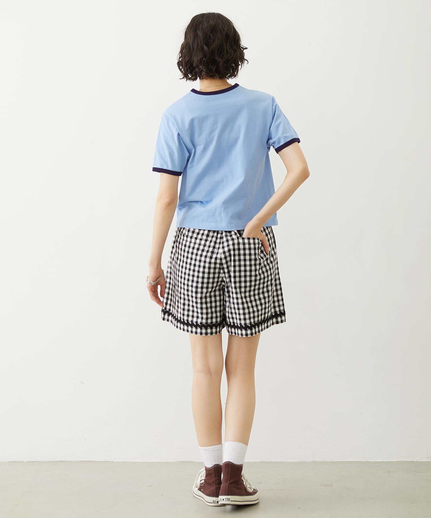 TRIMMED GINGHAM CHECK SHORTS
