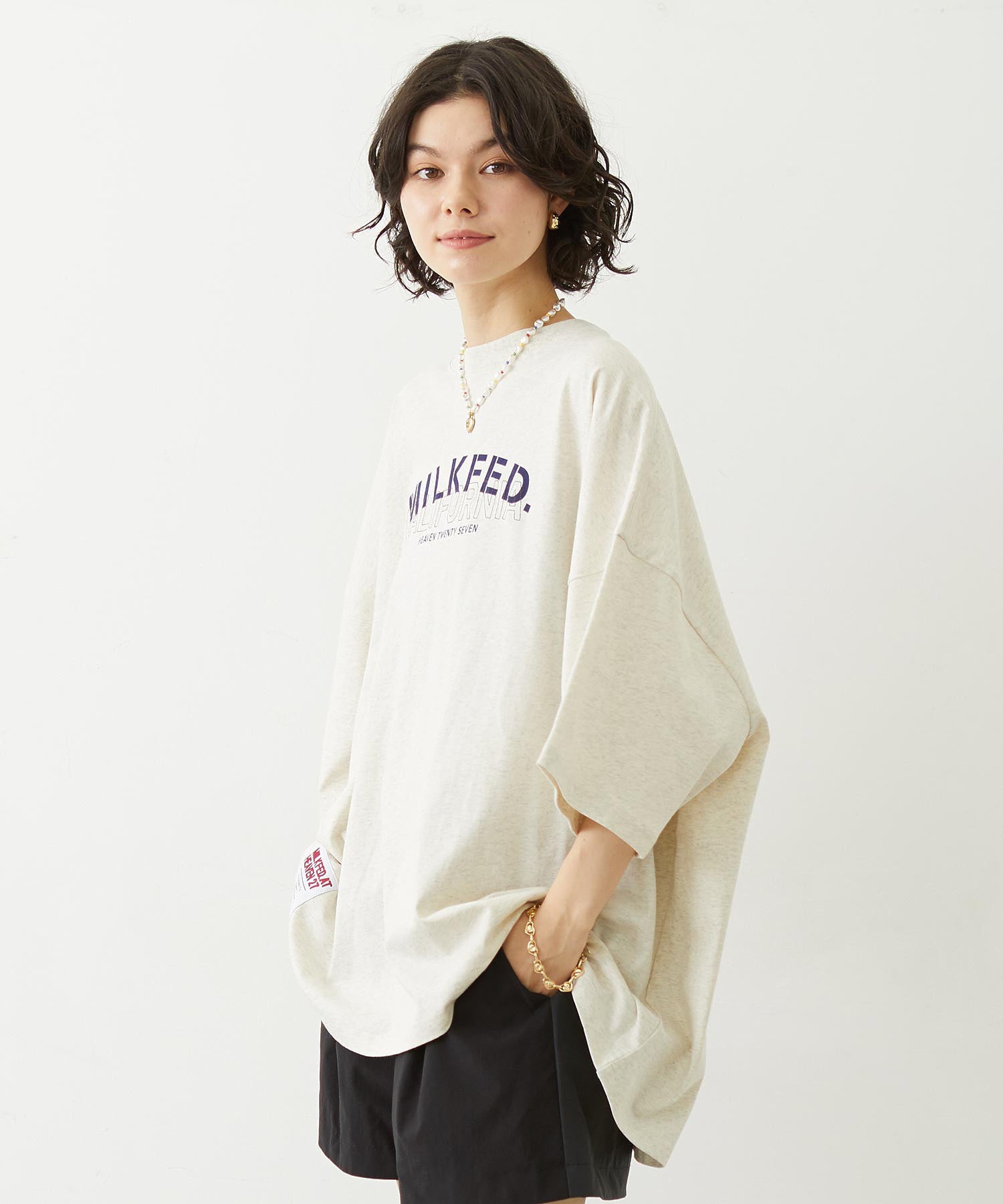 MILKFED.×CHAMPION LAYER LOGO BIG TEE