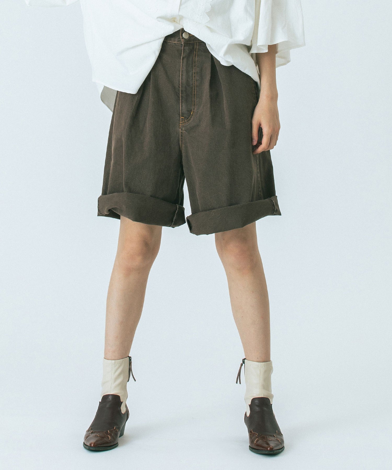 CREOLME/TUCK HALF PANTS