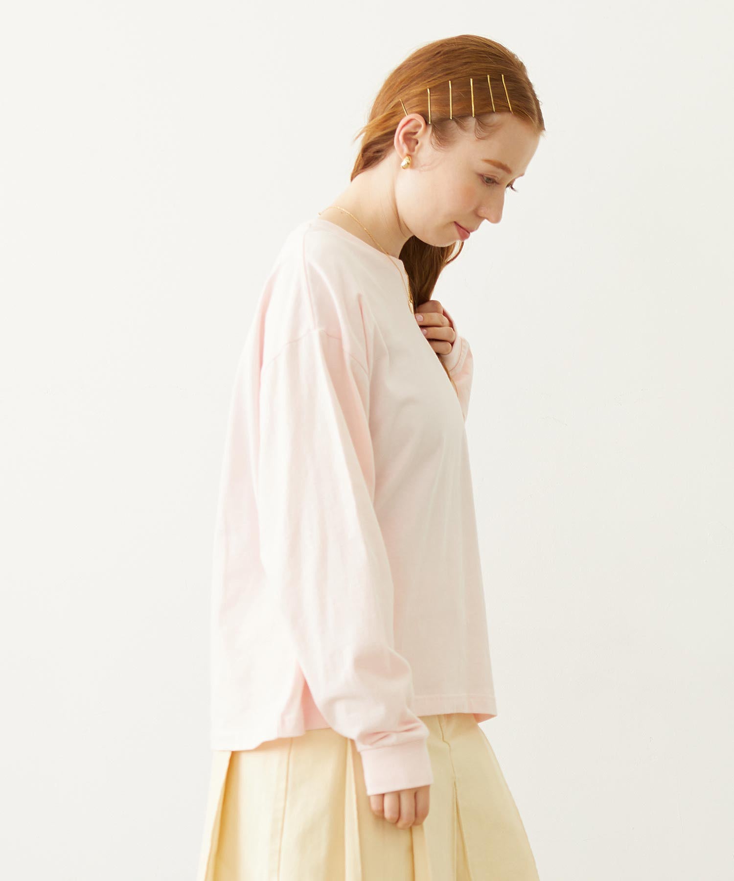 FLOWER DOT PATTERN LOGO WIDE L/S TEE