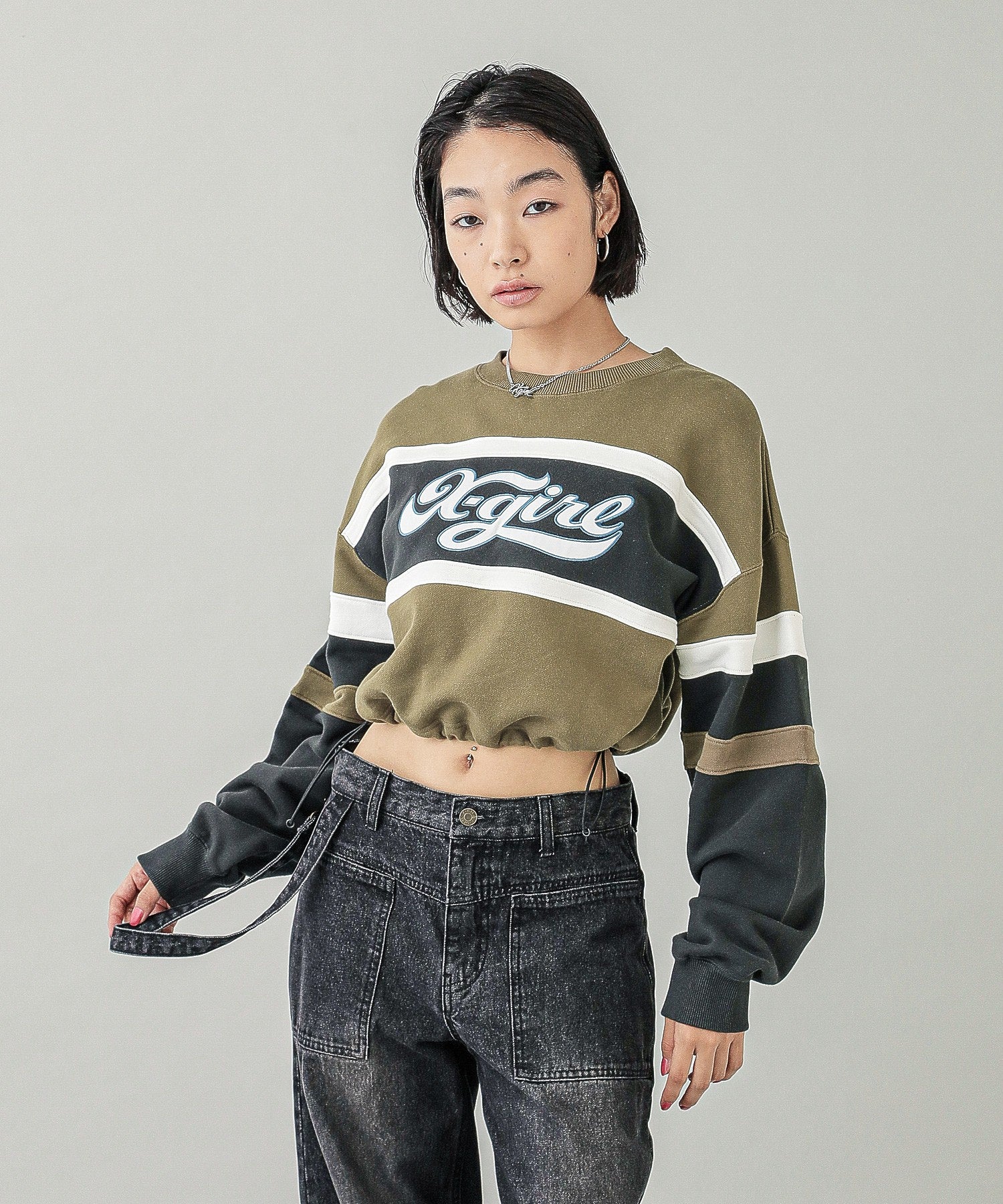 CHEERFUL LOGO CROPPED SWEAT TOP