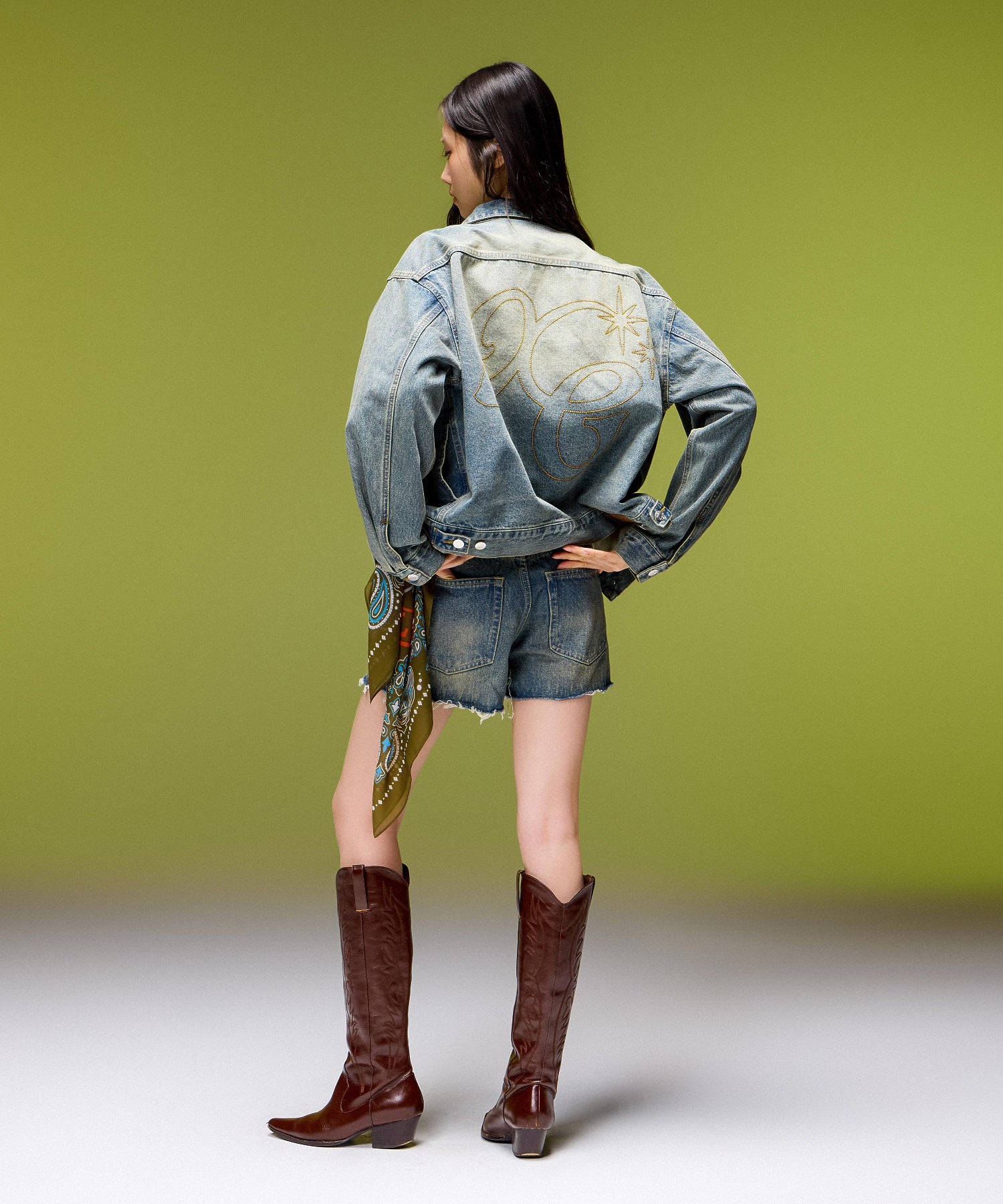 LOGO MARK STITCHED DENIM JACKET