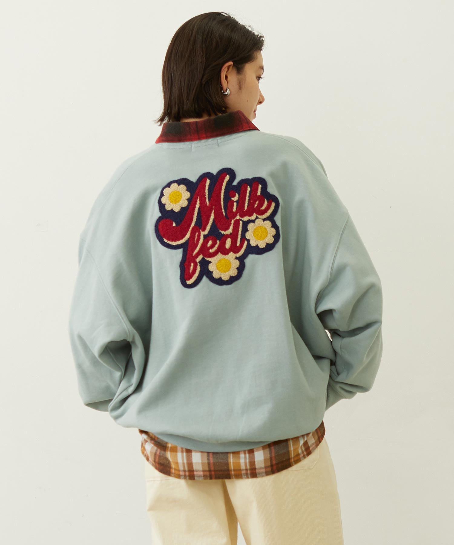 FLOWER LOGO CHENILLE EMBROIDERY SWEAT TOP