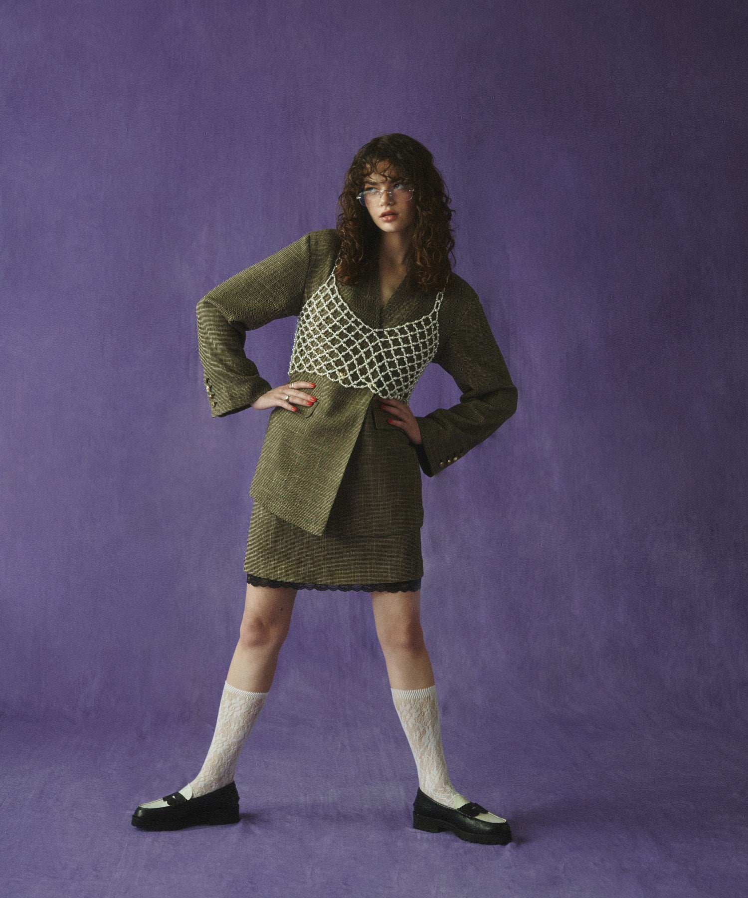 CREOLME/COLLARLESS DOUBLE JACKET