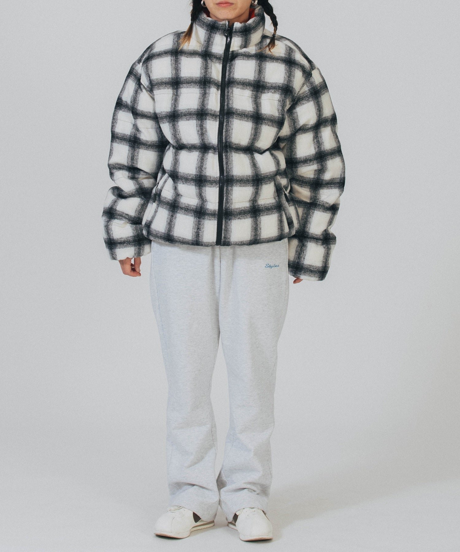 BUTTER/バター/Reversible Plaid Puffer Jacket