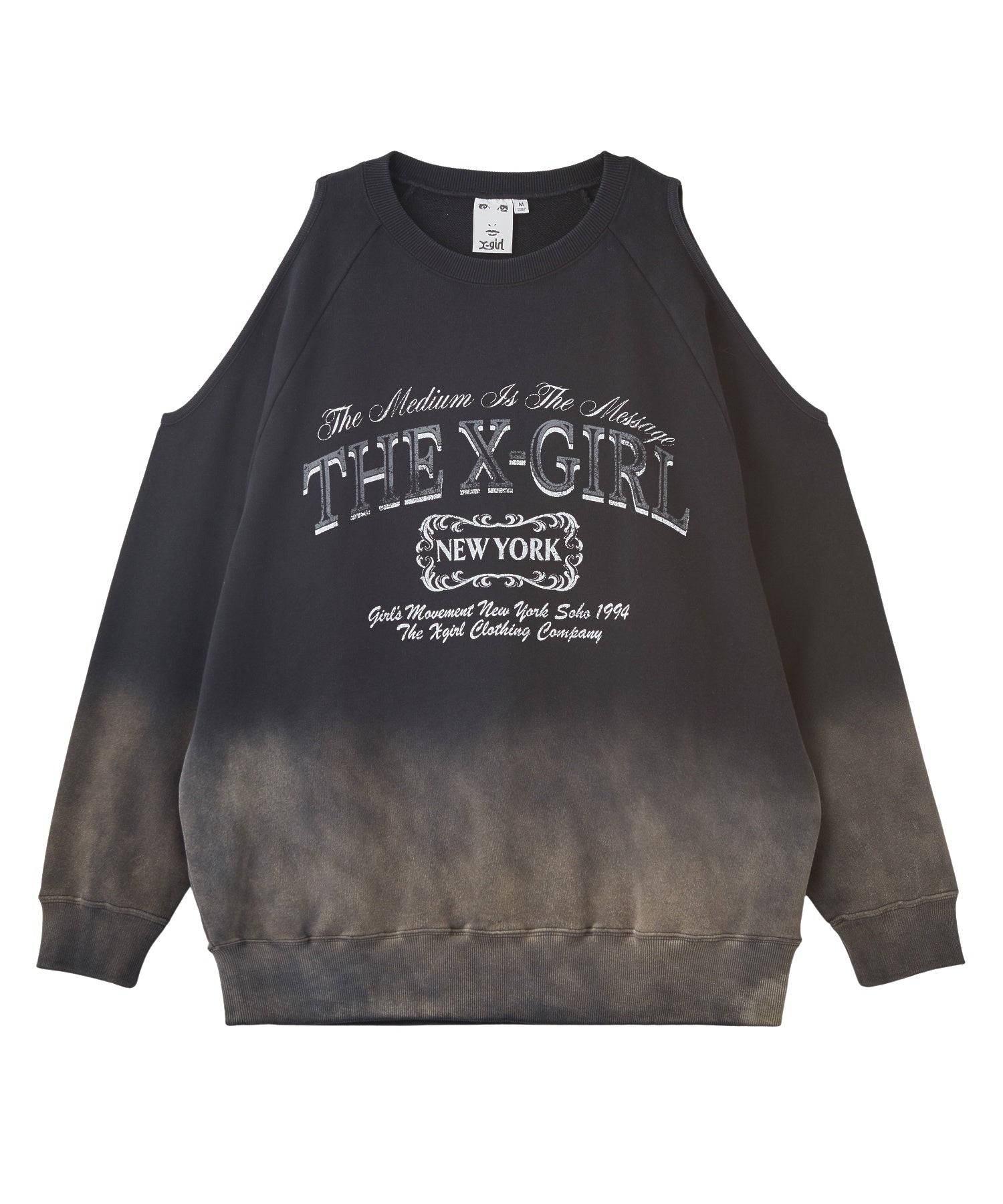GRADIENT SPRAY OPEN-SHOULDER SWEATSHIRT