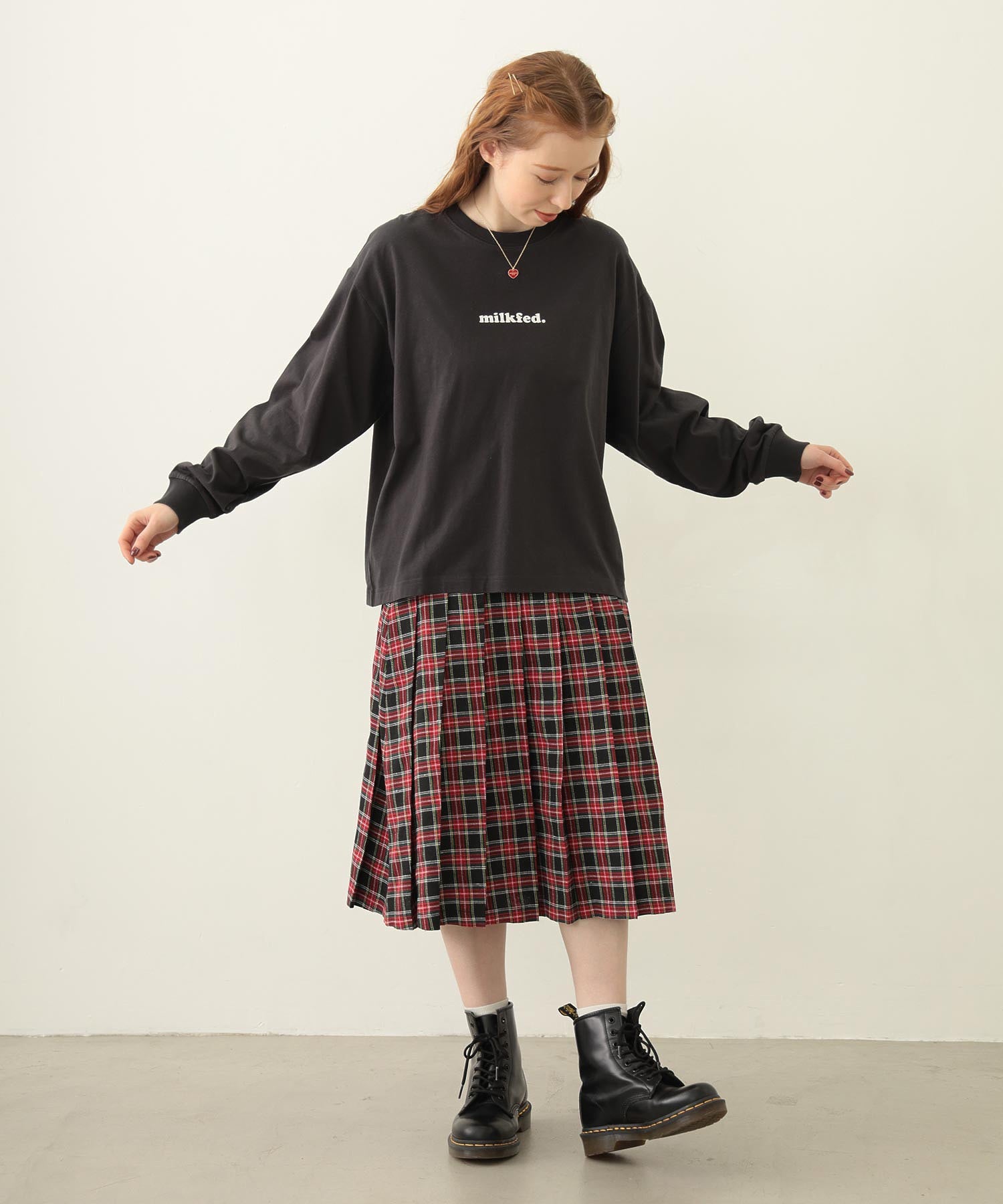 PLEATED PLAID SKIRT