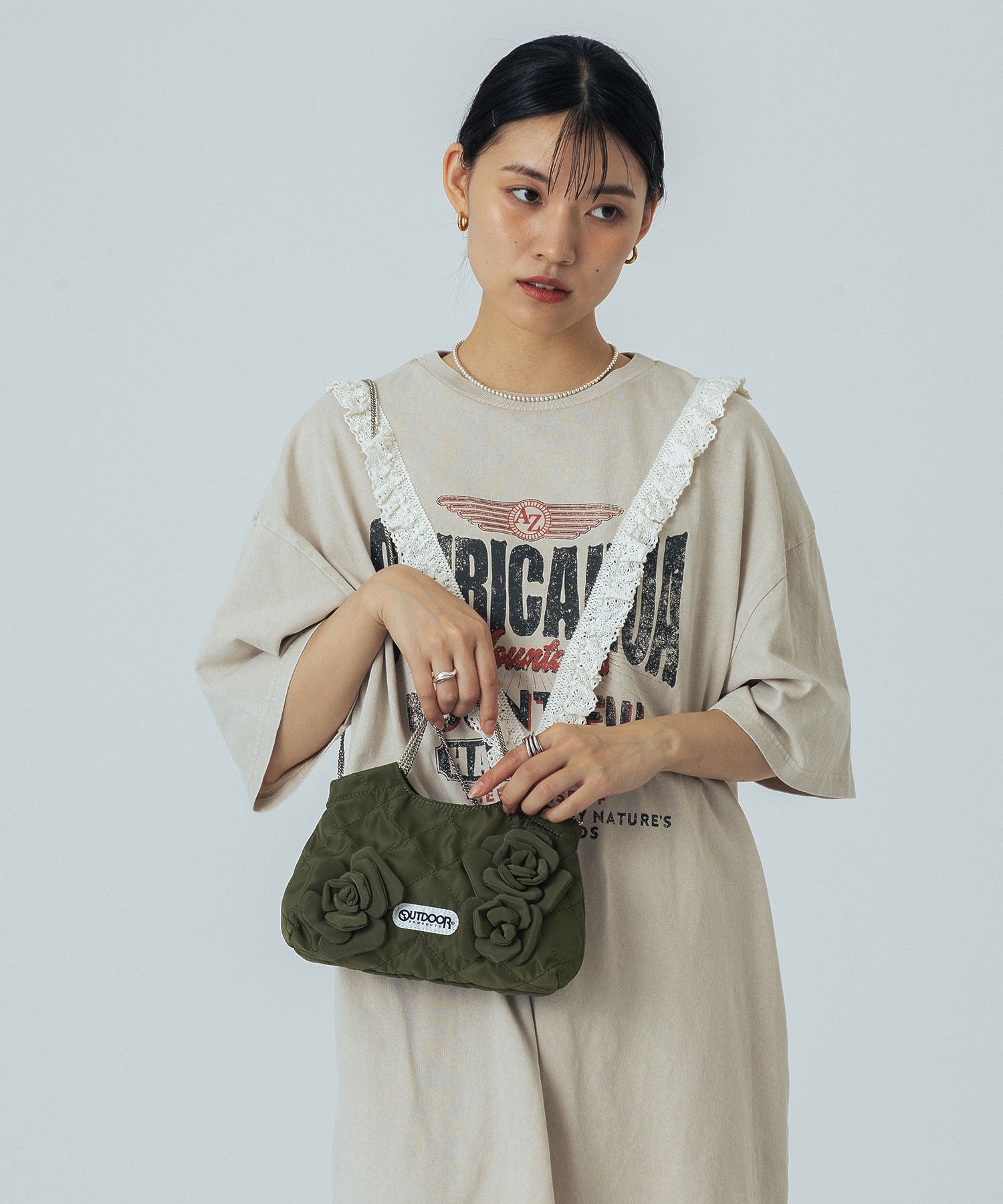 【ROSE BUD別注】OUTDOOR/FLOWER QUILTING MINI BAG