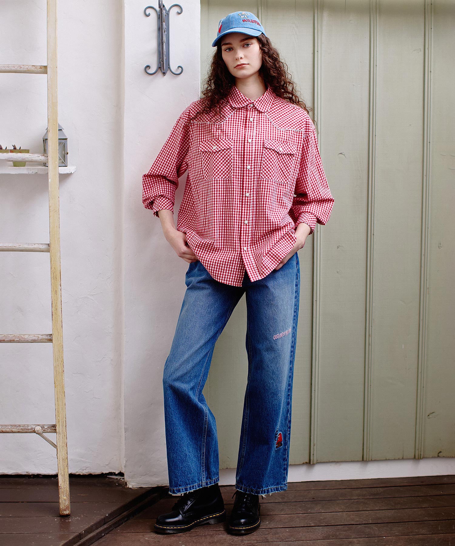 DOODLE EMBROIDERED DENIM PANTS