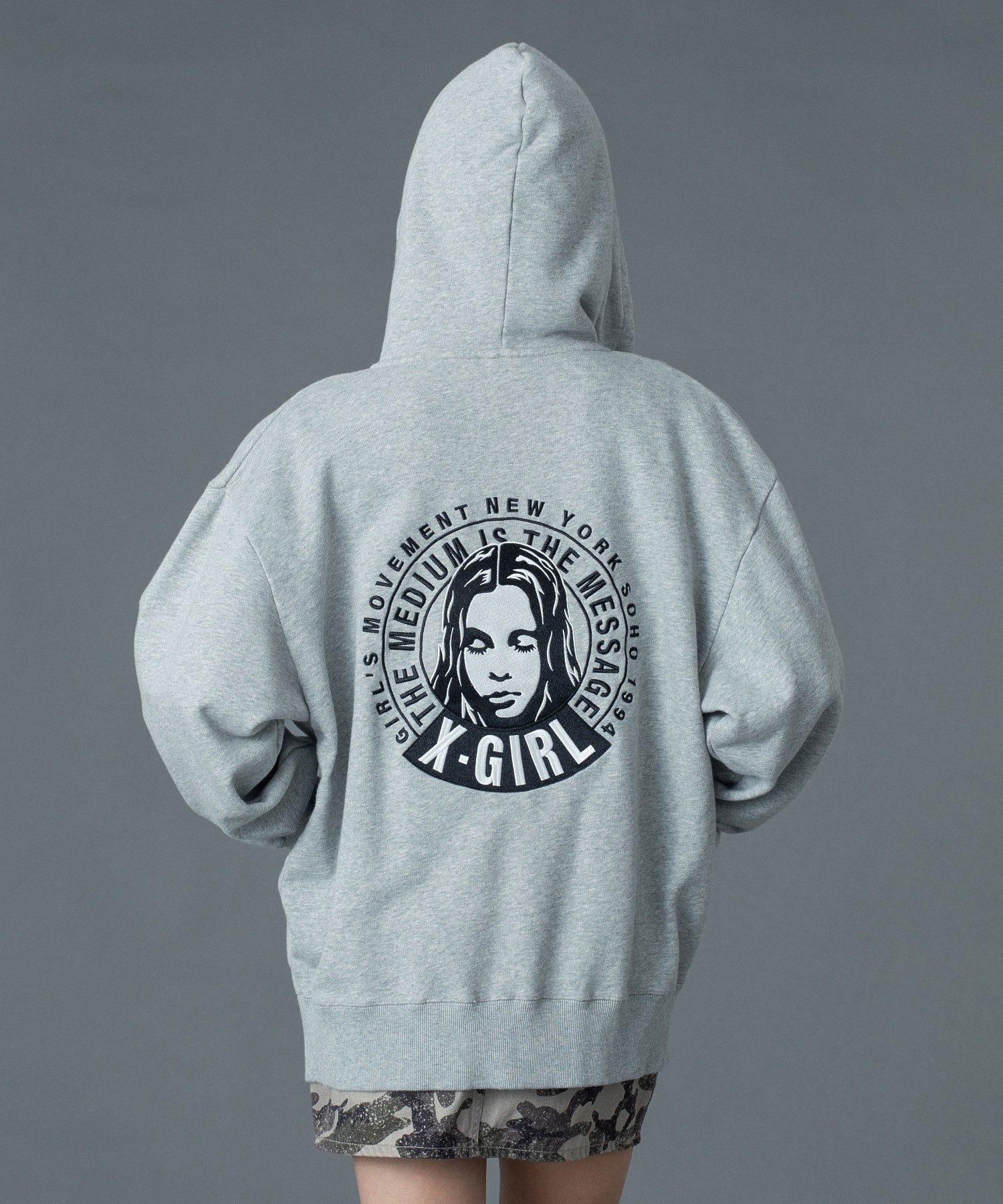 CIRCLE MESSAGE AND FACE ZIP UP SWEAT HOODIE