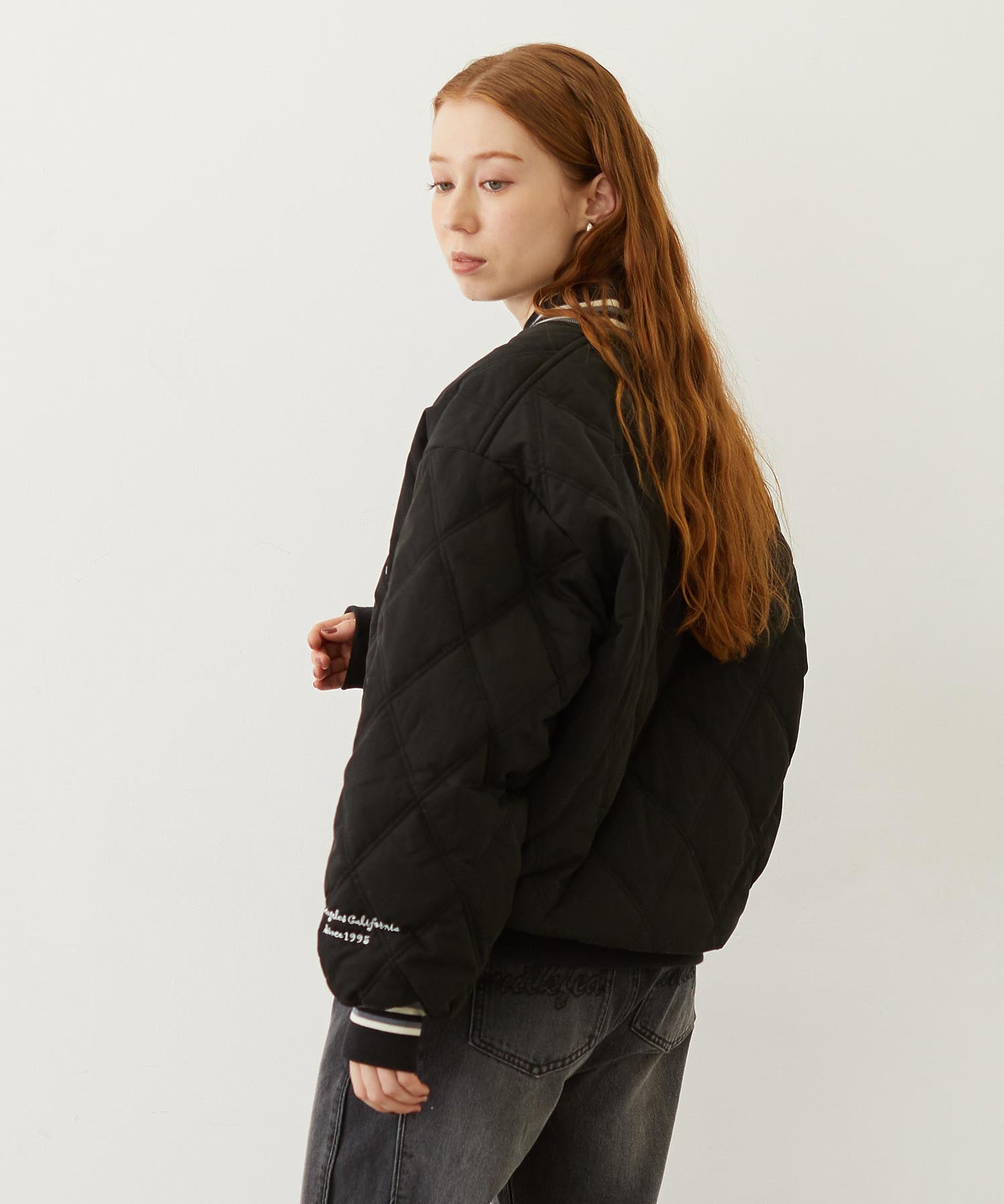 SATIN LOGO PATCH QUILTED JACKET