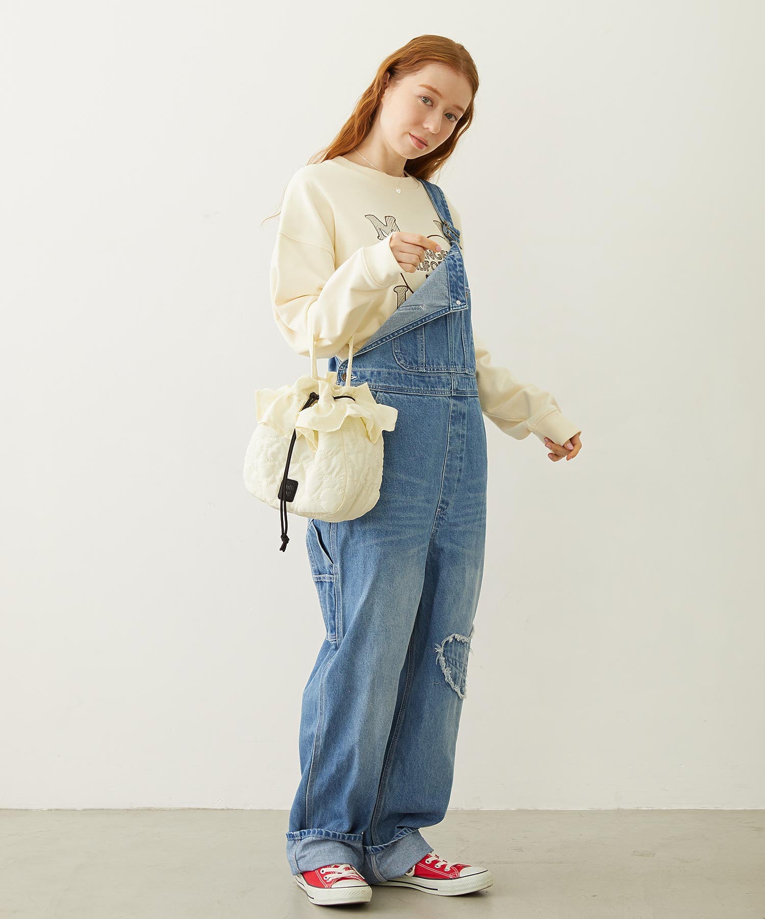 HEART QUILTED DRAWSTRING BAG