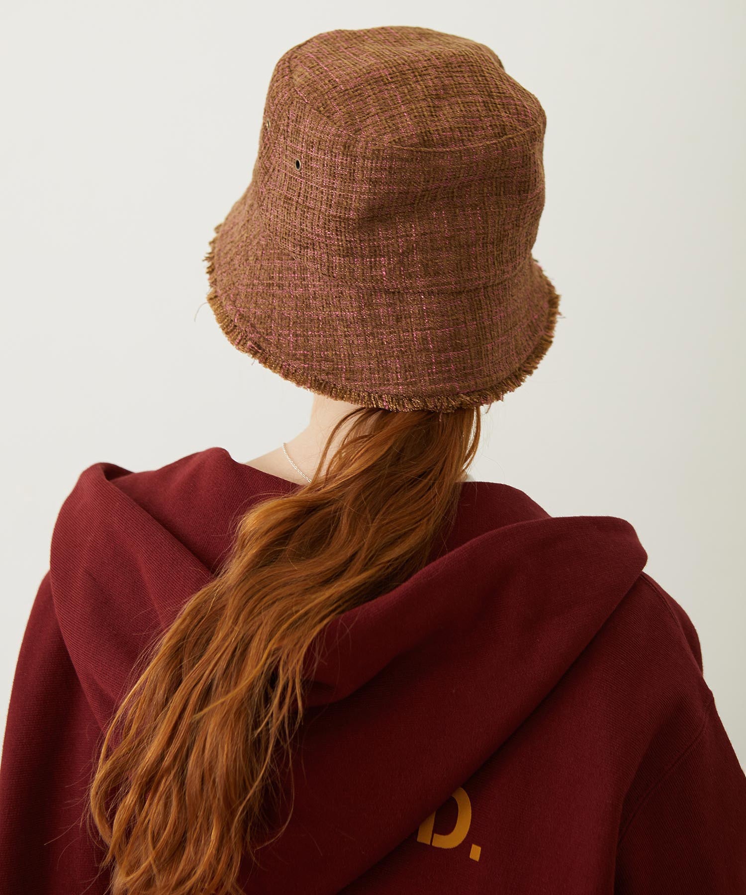TWEED FRINGE BUCKET HAT