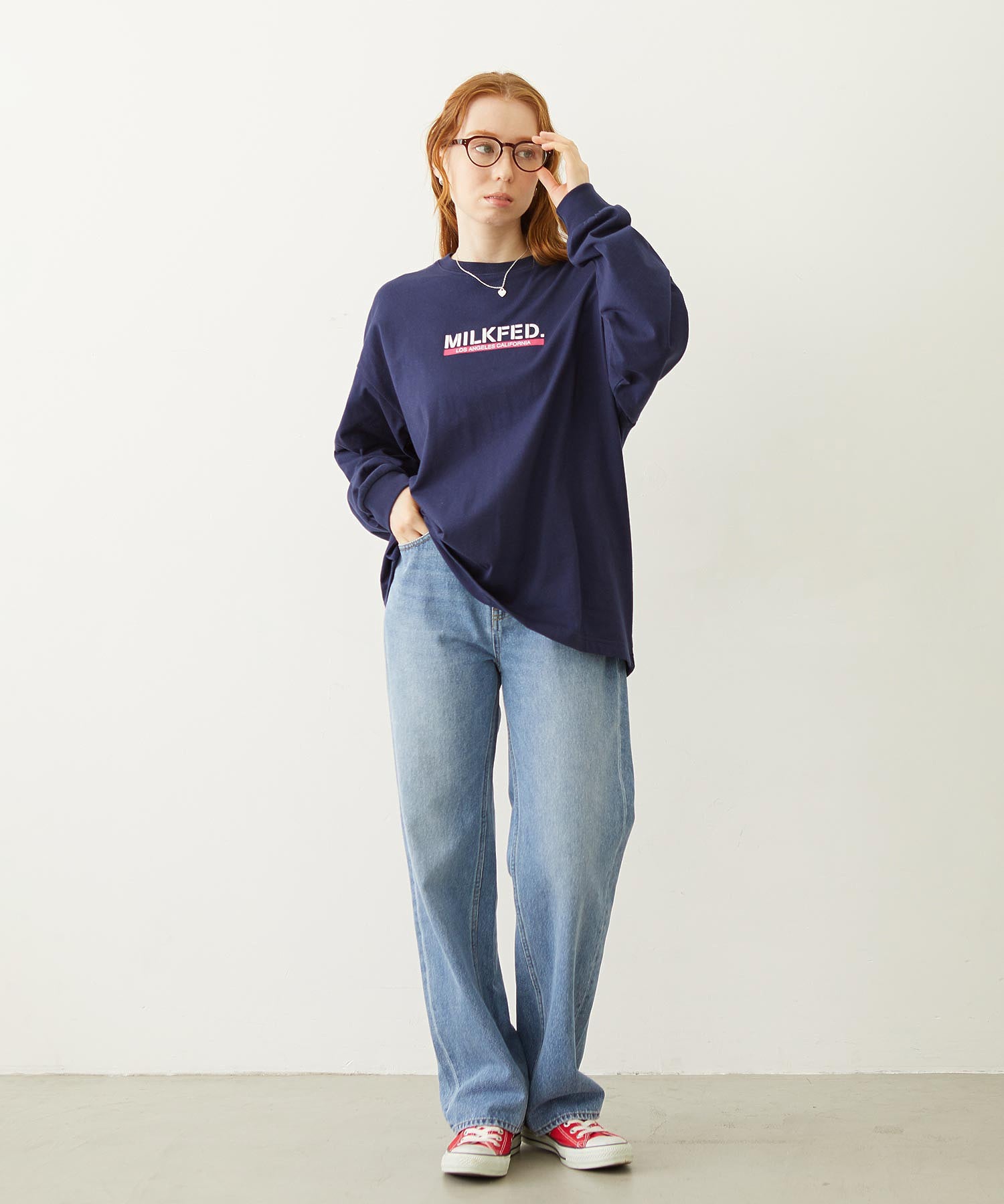 MILKFED. EMBROIDERED DENIM PANTS