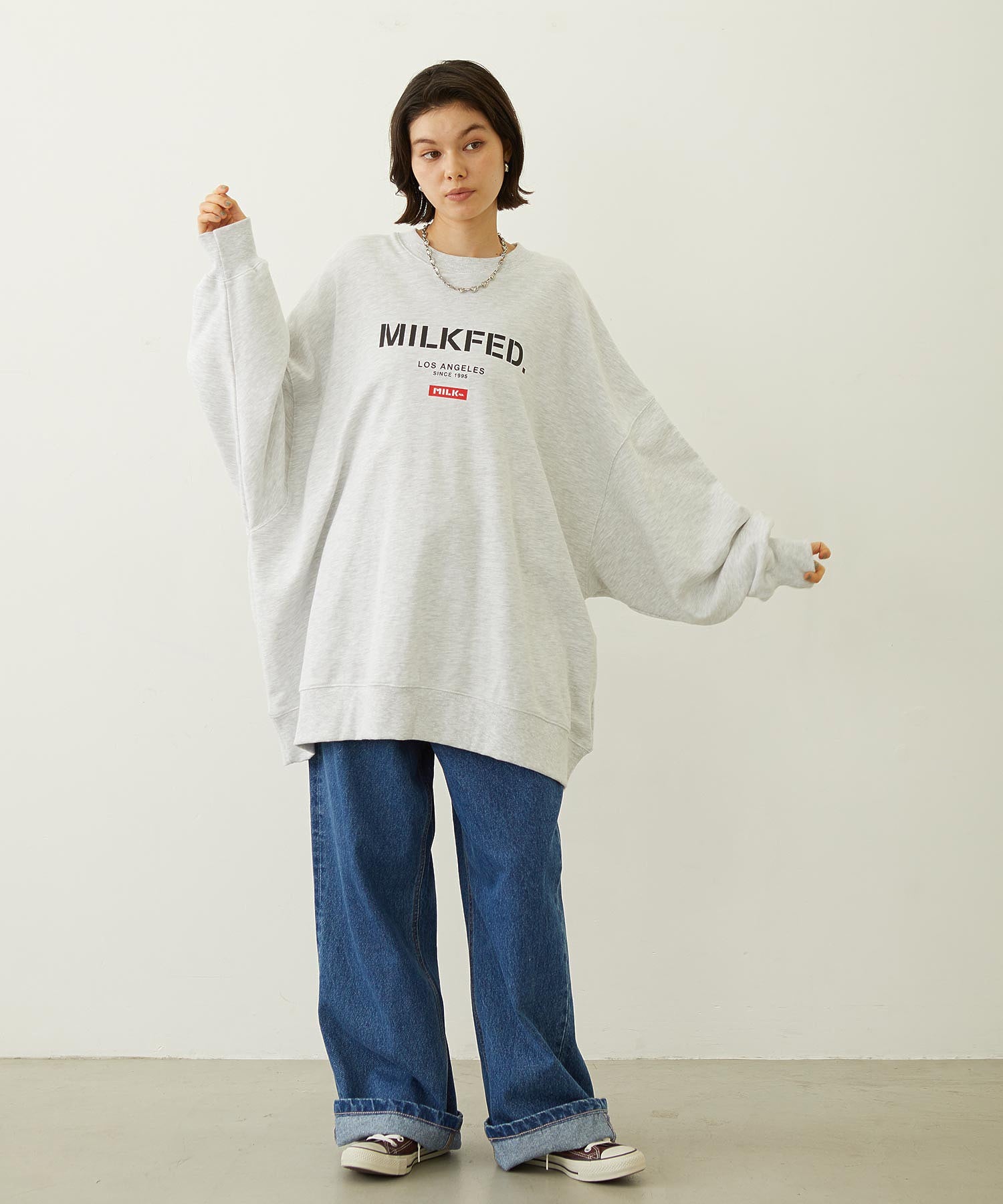 STENCIL AND BAR LOGO BIG SWEAT TOP