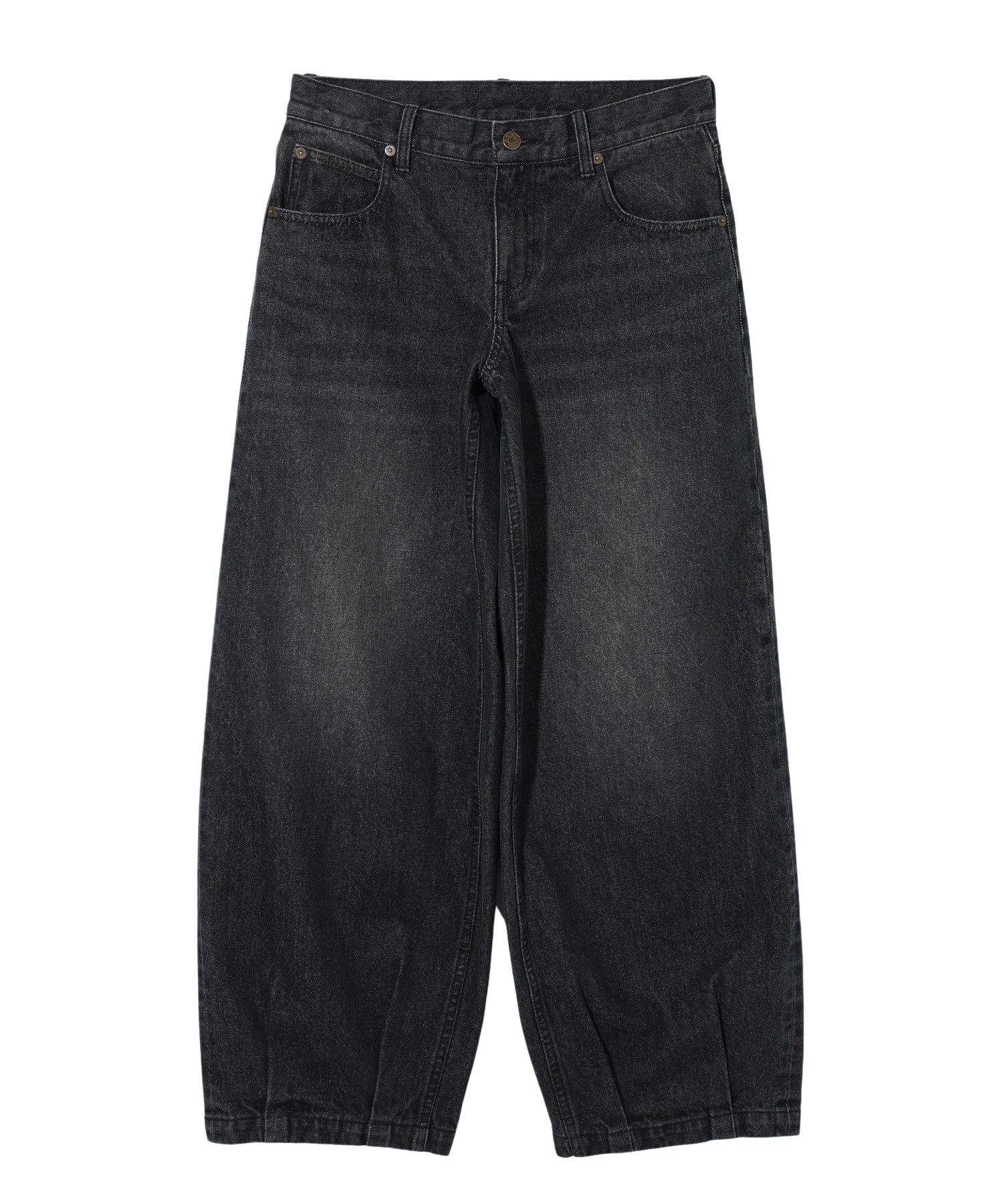 LOW RISE HEM TUCK DENIM PANTS