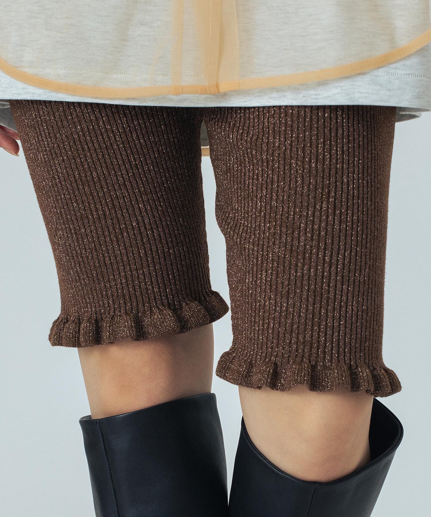 CREOLME/LAME KNIT HALF PANTS