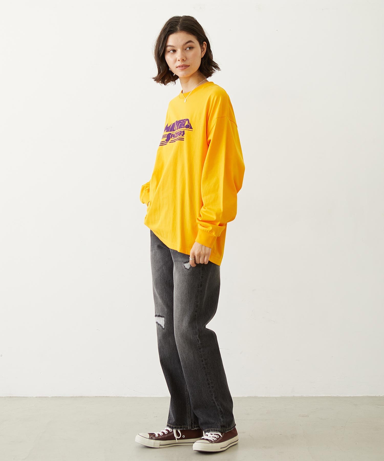 LOGO FLOCK PRINT L/S TEE