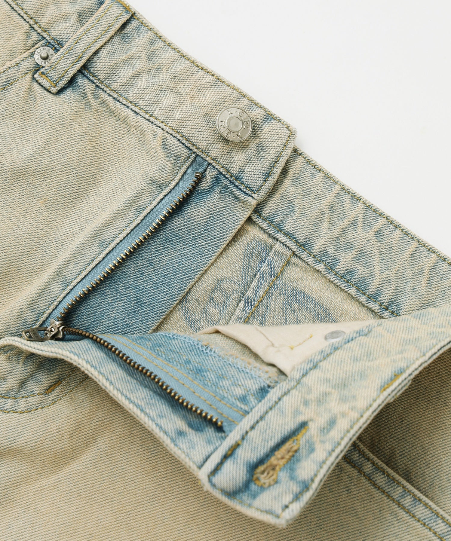 CURSIVE LOGO DENIM MINI SKIRT