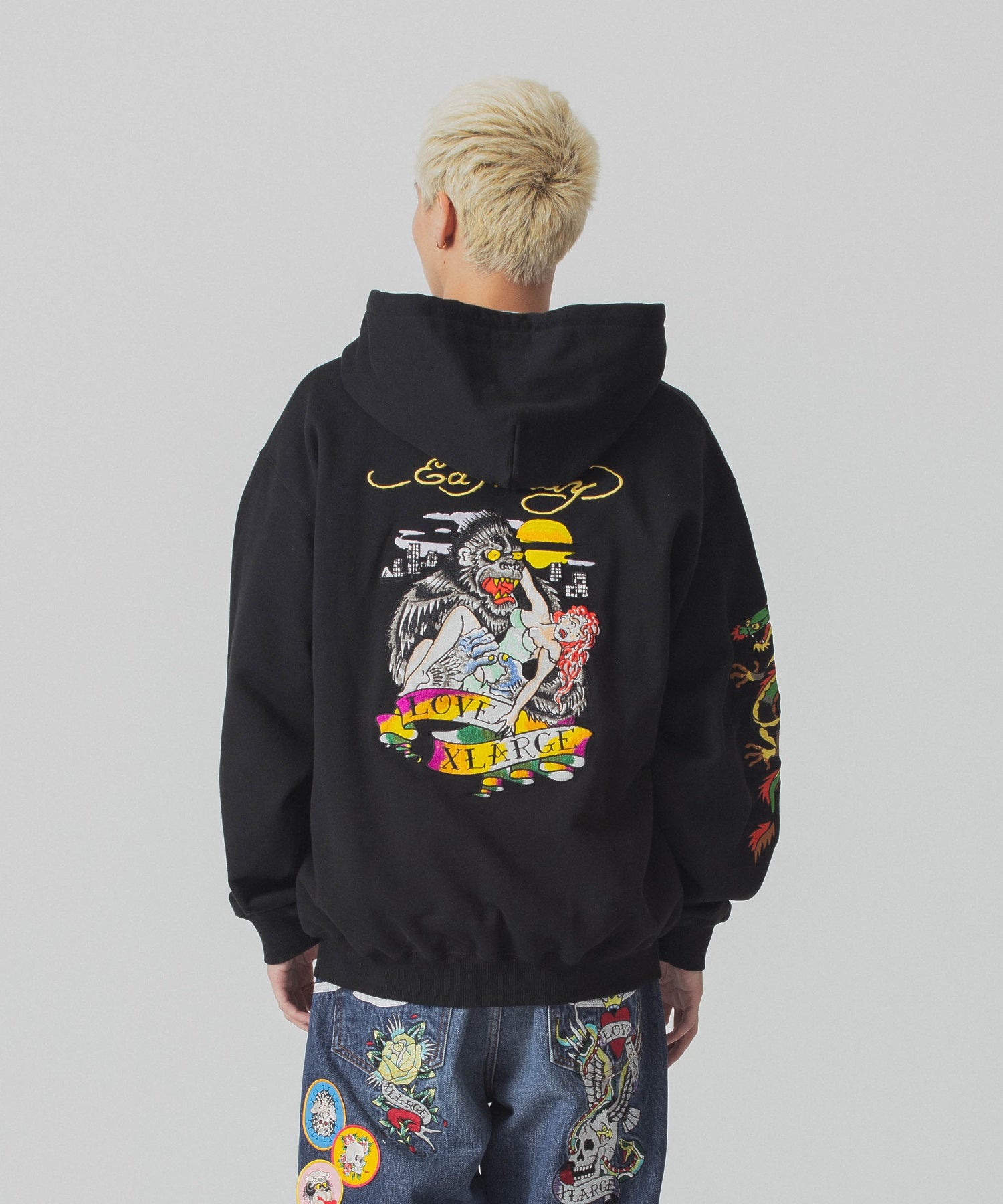 XLARGE×ED HARDY ZIP HOODED SWEATSHIRT