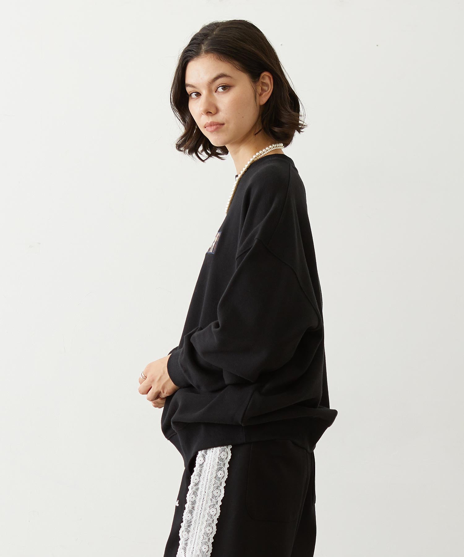 CHECKERED BAR LOGO SWEAT TOP