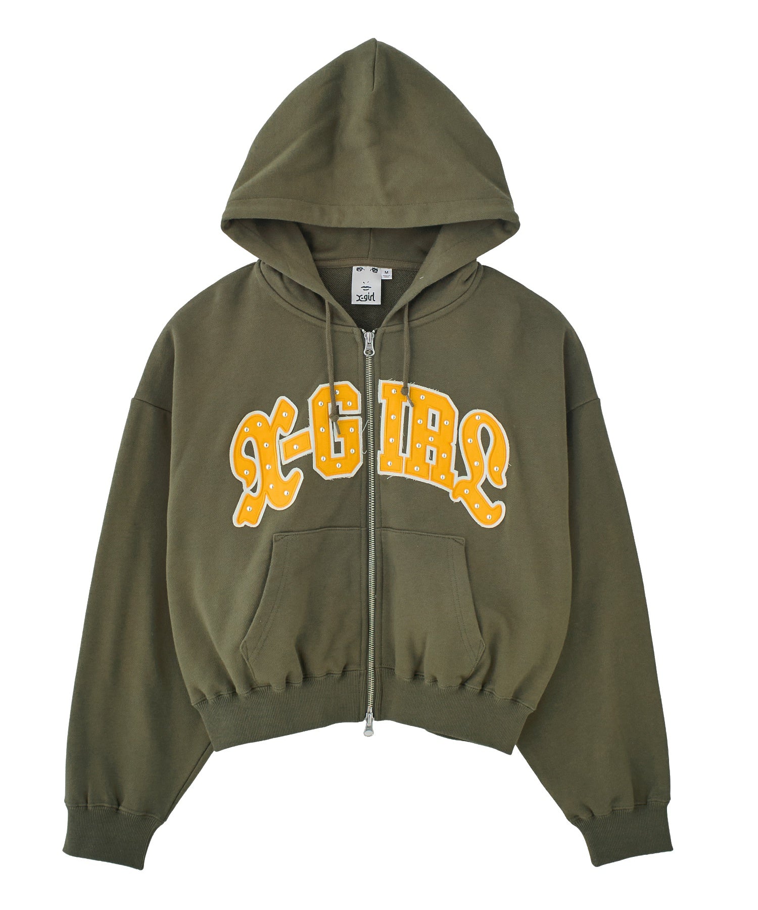 STUDDED LOGO ZIP UP SWEAT HOODIE